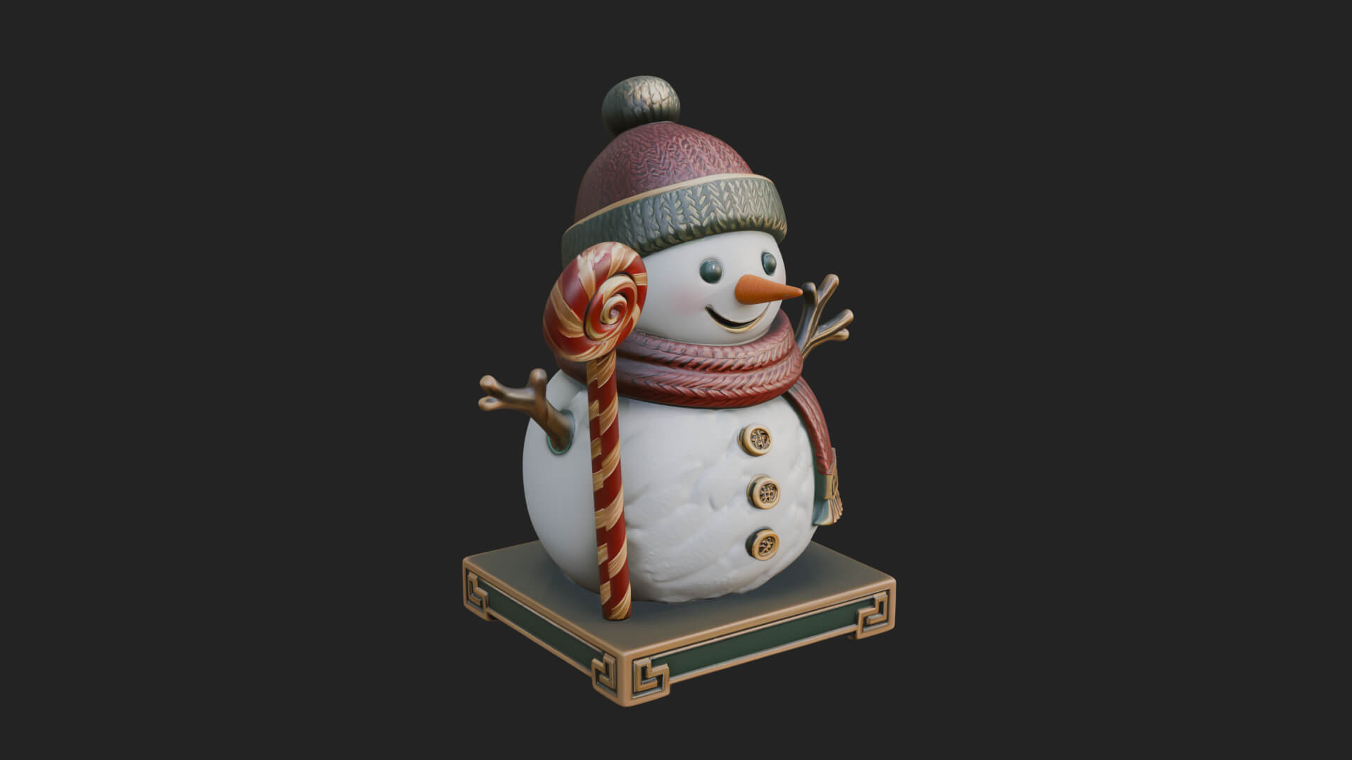 Knit Hat Snowman Statue Design 29 3D Print Model 3D Model