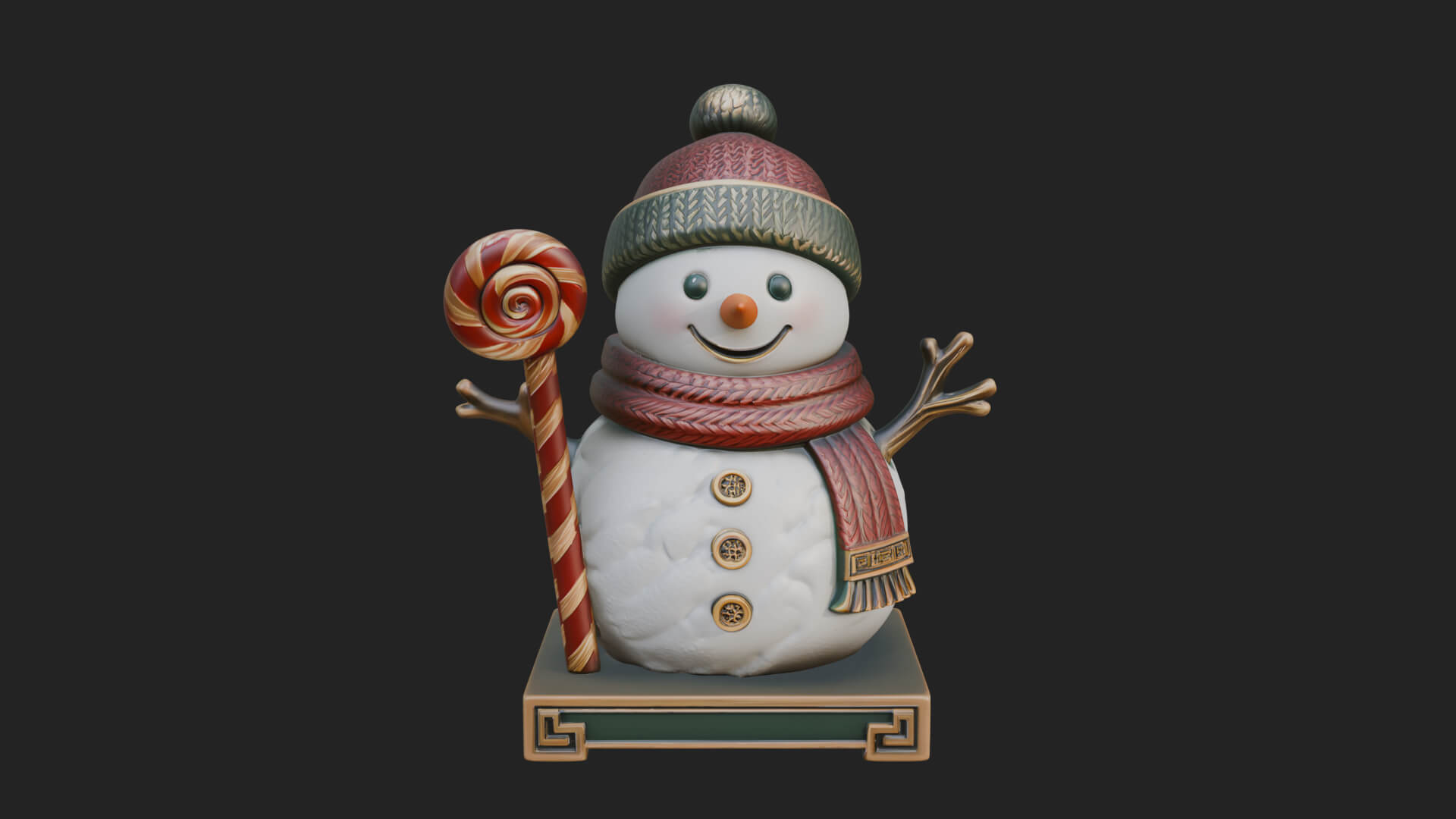 Knit Hat Snowman Statue Design 29 3D Print Model 3D Model