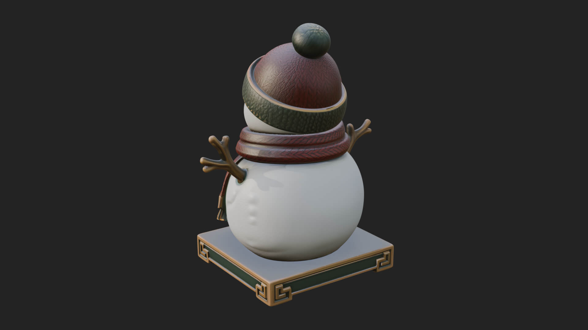 Knit Hat Snowman Statue Design 29 3D Print Model 3D Model