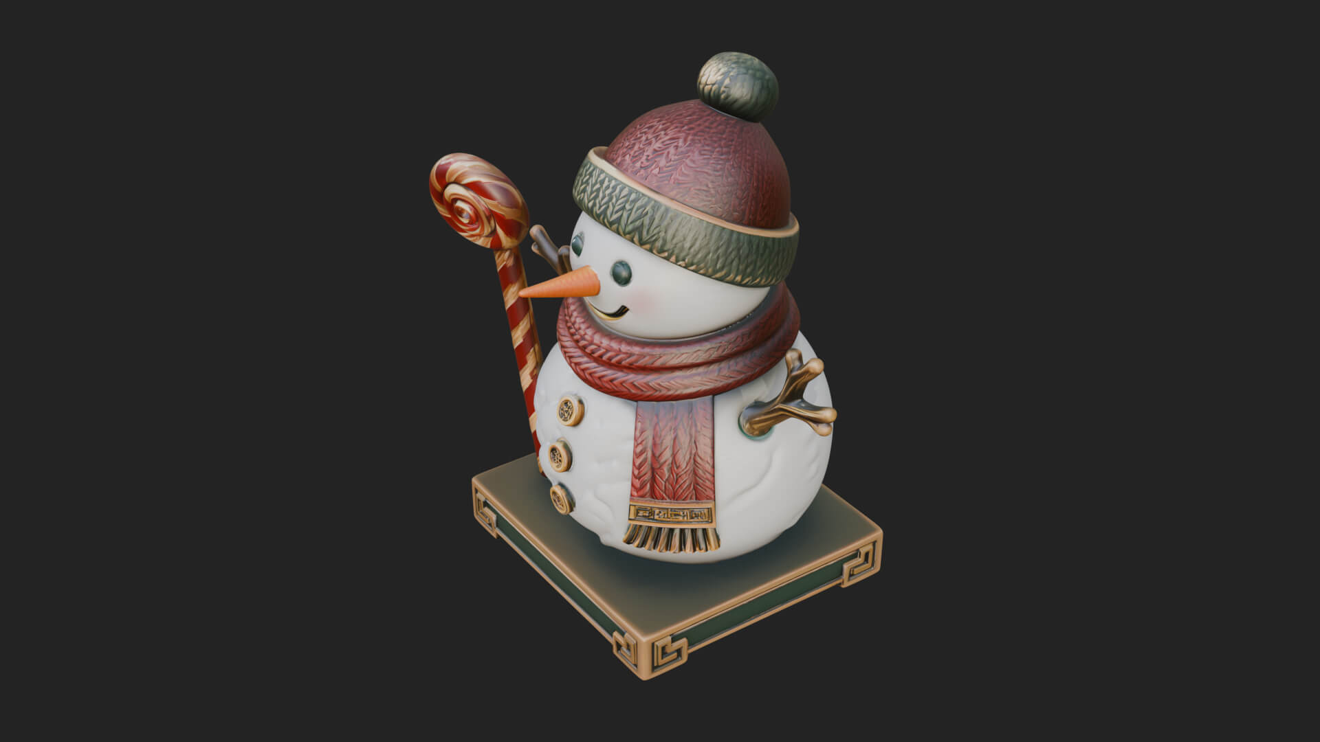 Knit Hat Snowman Statue Design 29 3D Print Model 3D Model