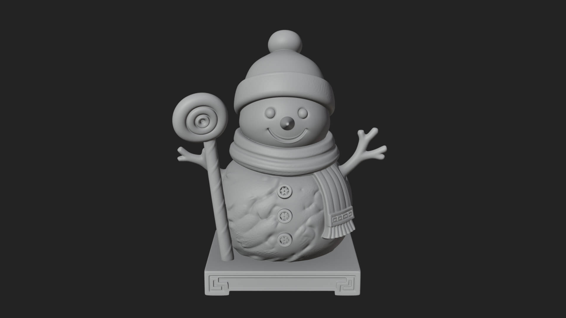 Knit Hat Snowman Statue Design 29 3D Print Model 3D Model