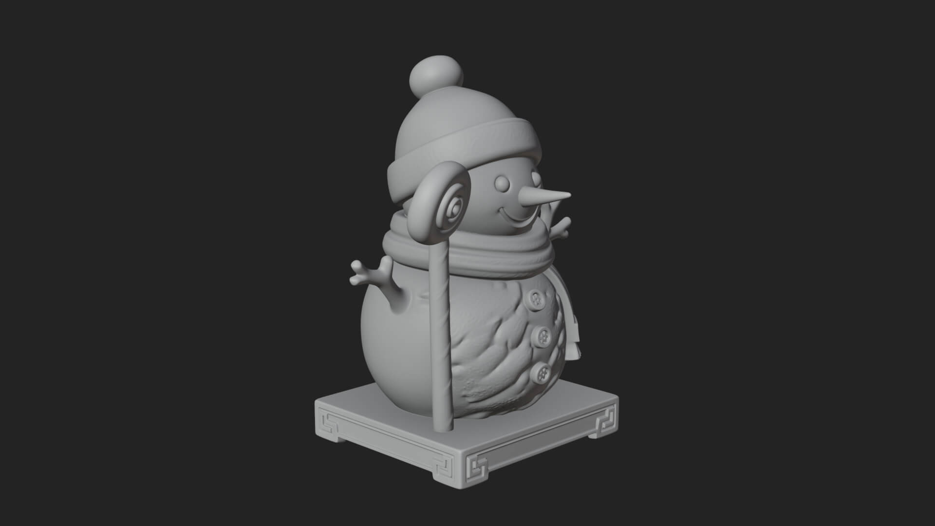 Knit Hat Snowman Statue Design 29 3D Print Model 3D Model