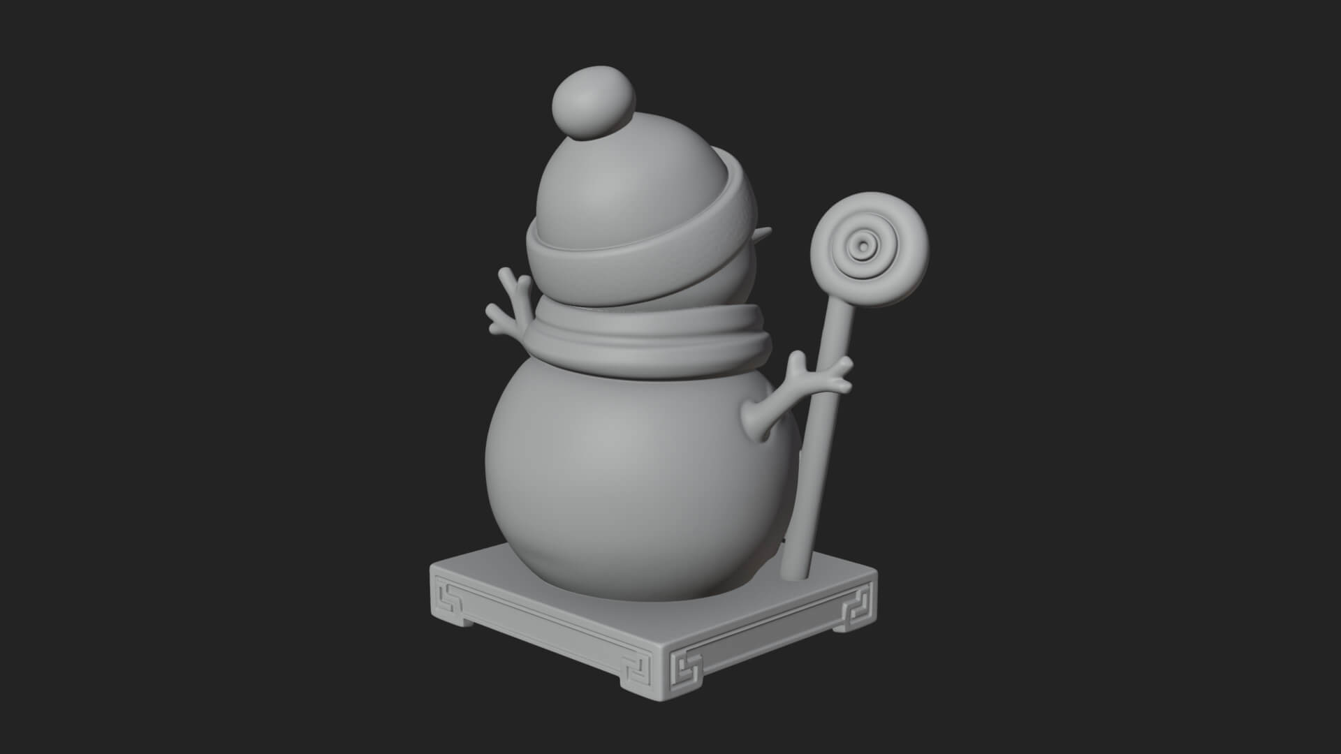 Knit Hat Snowman Statue Design 29 3D Print Model 3D Model