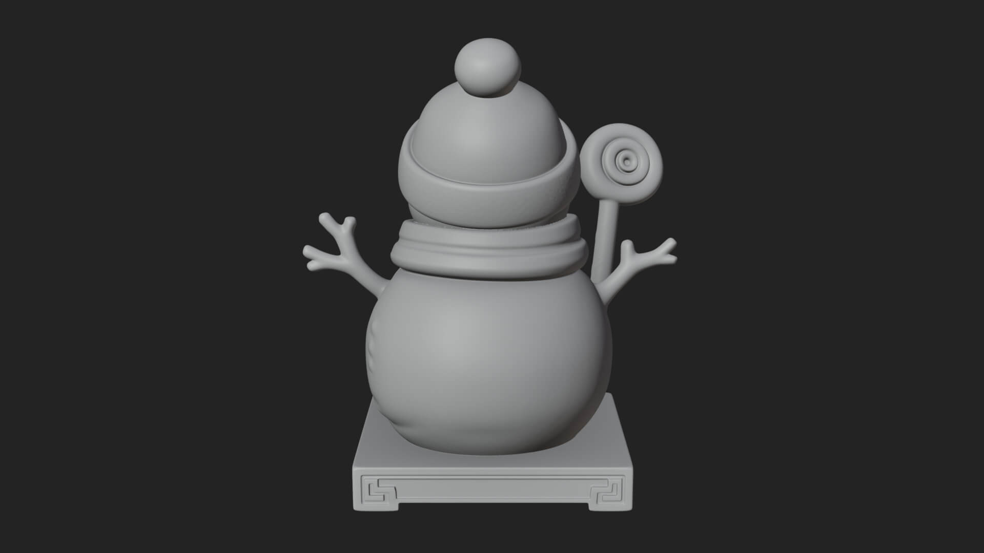Knit Hat Snowman Statue Design 29 3D Print Model 3D Model