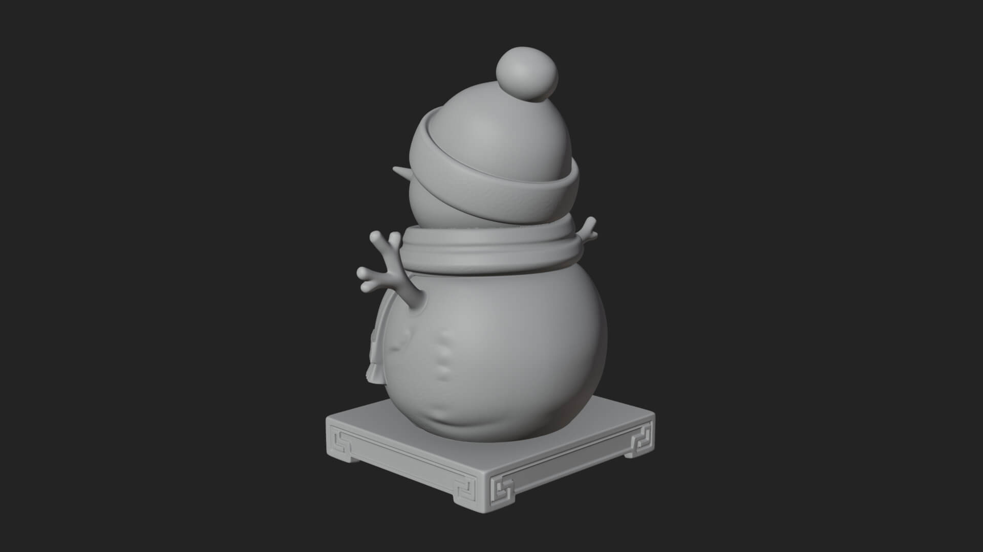 Knit Hat Snowman Statue Design 29 3D Print Model 3D Model