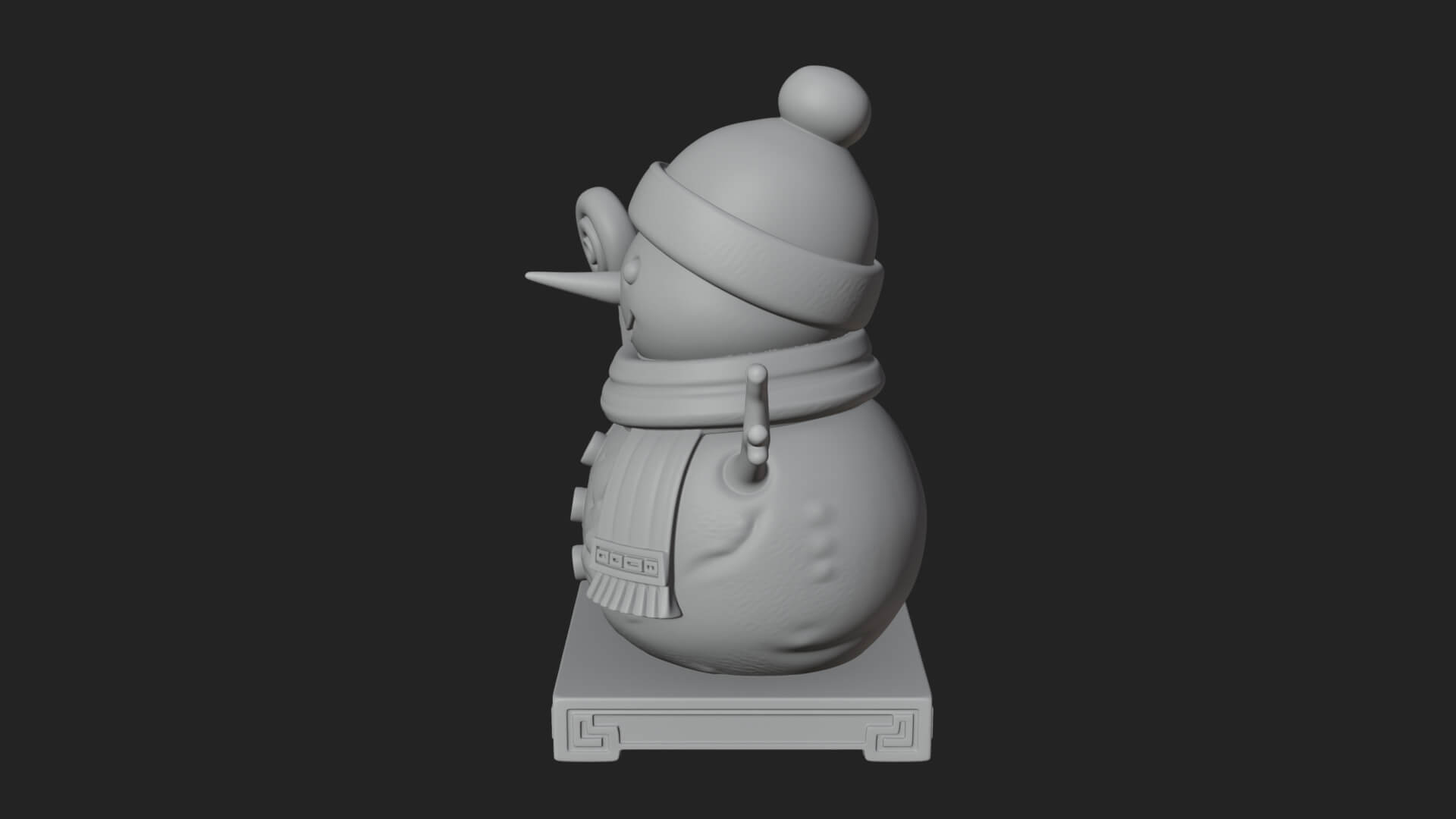 Knit Hat Snowman Statue Design 29 3D Print Model 3D Model