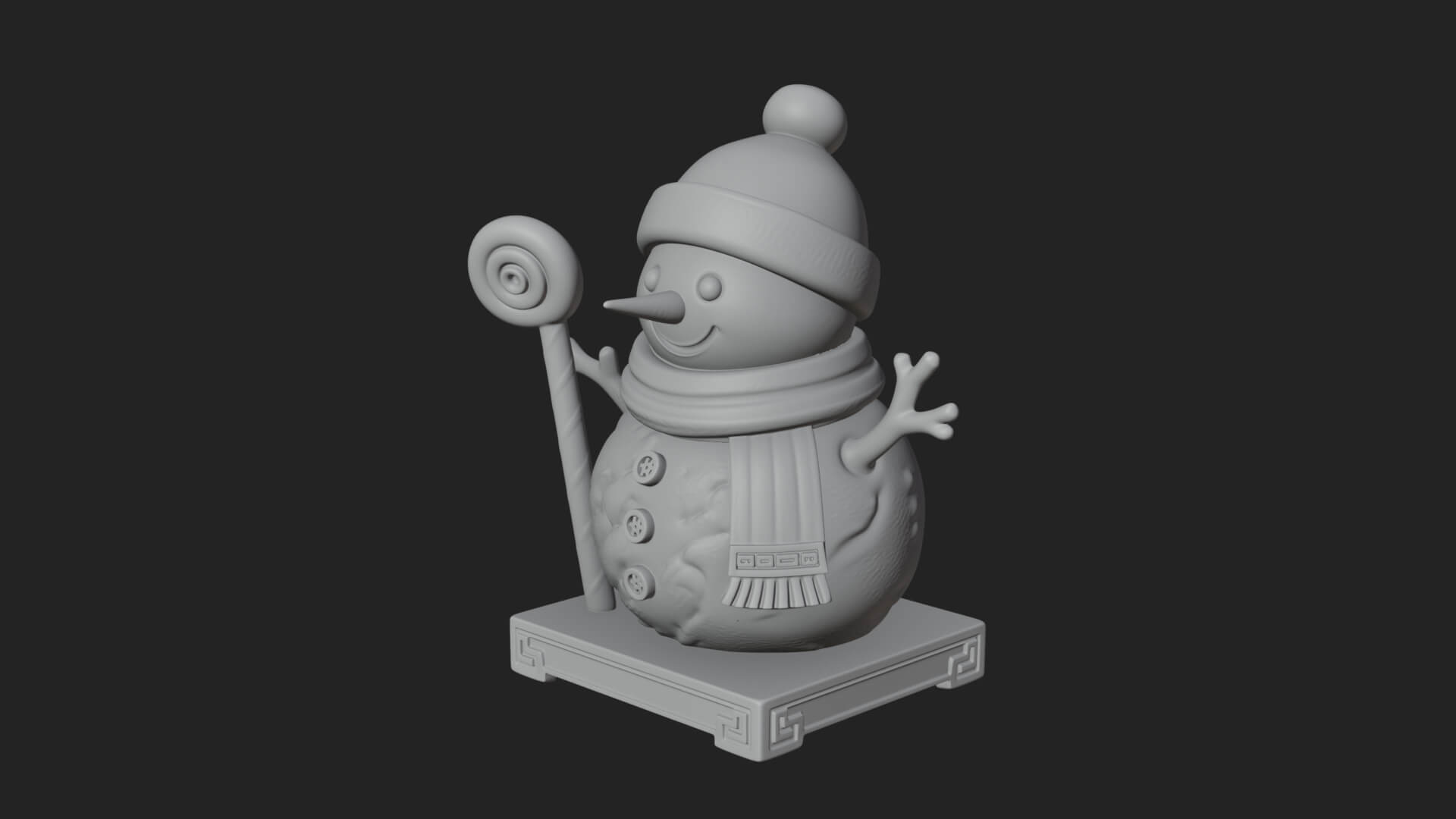 Knit Hat Snowman Statue Design 29 3D Print Model 3D Model
