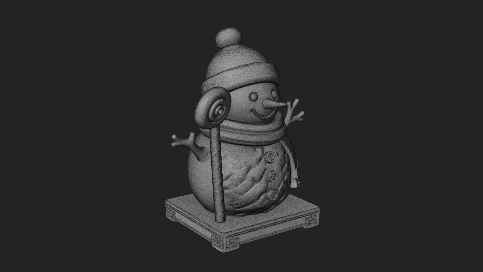 Knit Hat Snowman Statue Design 29 3D Print Model 3D Model