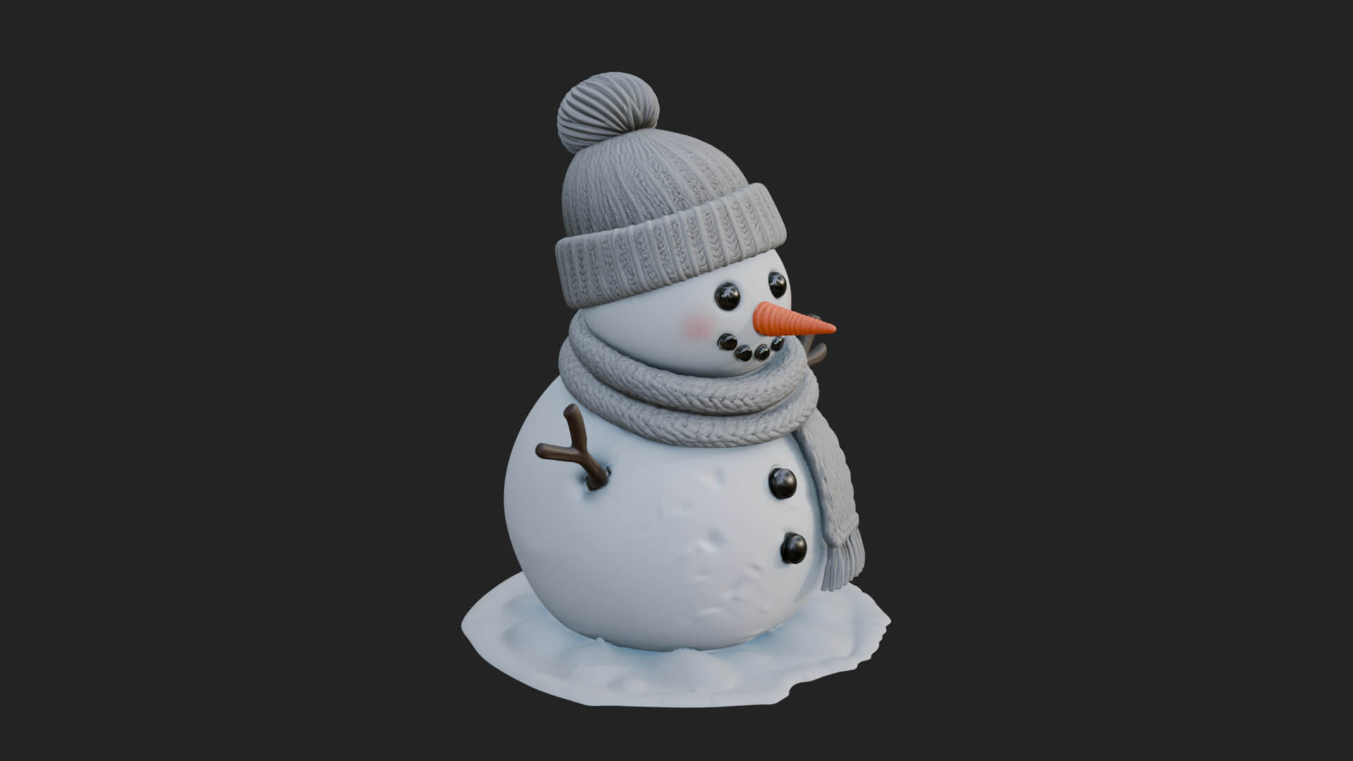 Knit Hat Snowman Statue Design 3 3D Print Model 3D Model