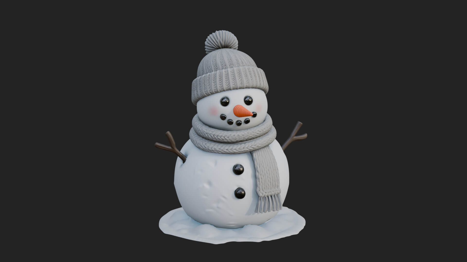 Knit Hat Snowman Statue Design 3 3D Print Model 3D Model