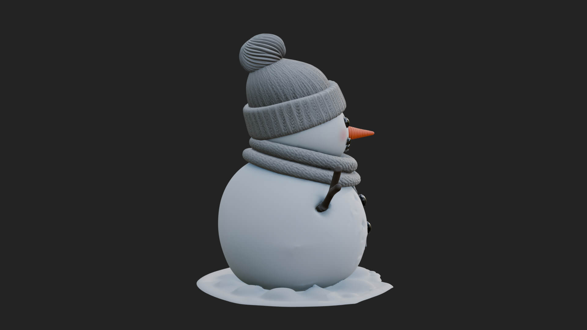 Knit Hat Snowman Statue Design 3 3D Print Model 3D Model