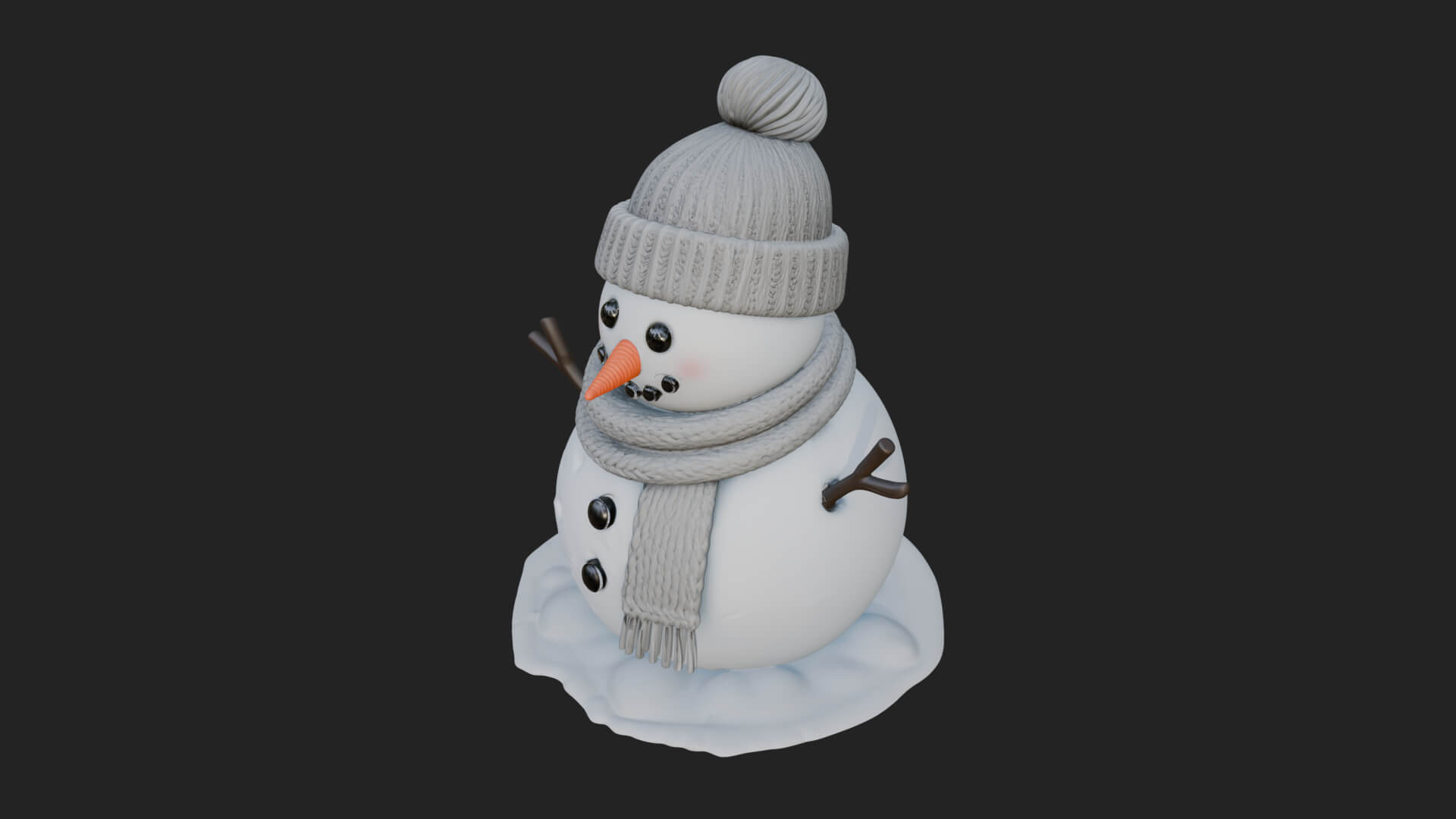 Knit Hat Snowman Statue Design 3 3D Print Model 3D Model