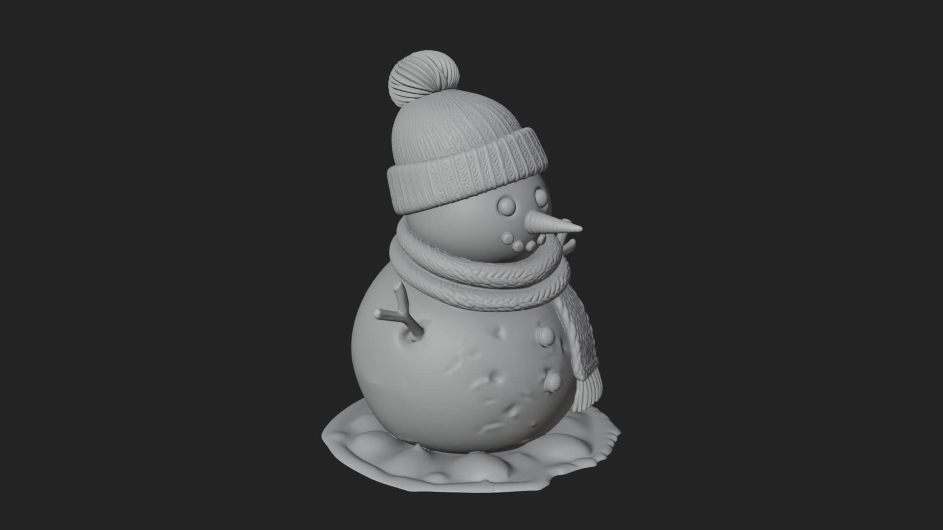 Knit Hat Snowman Statue Design 3 3D Print Model 3D Model