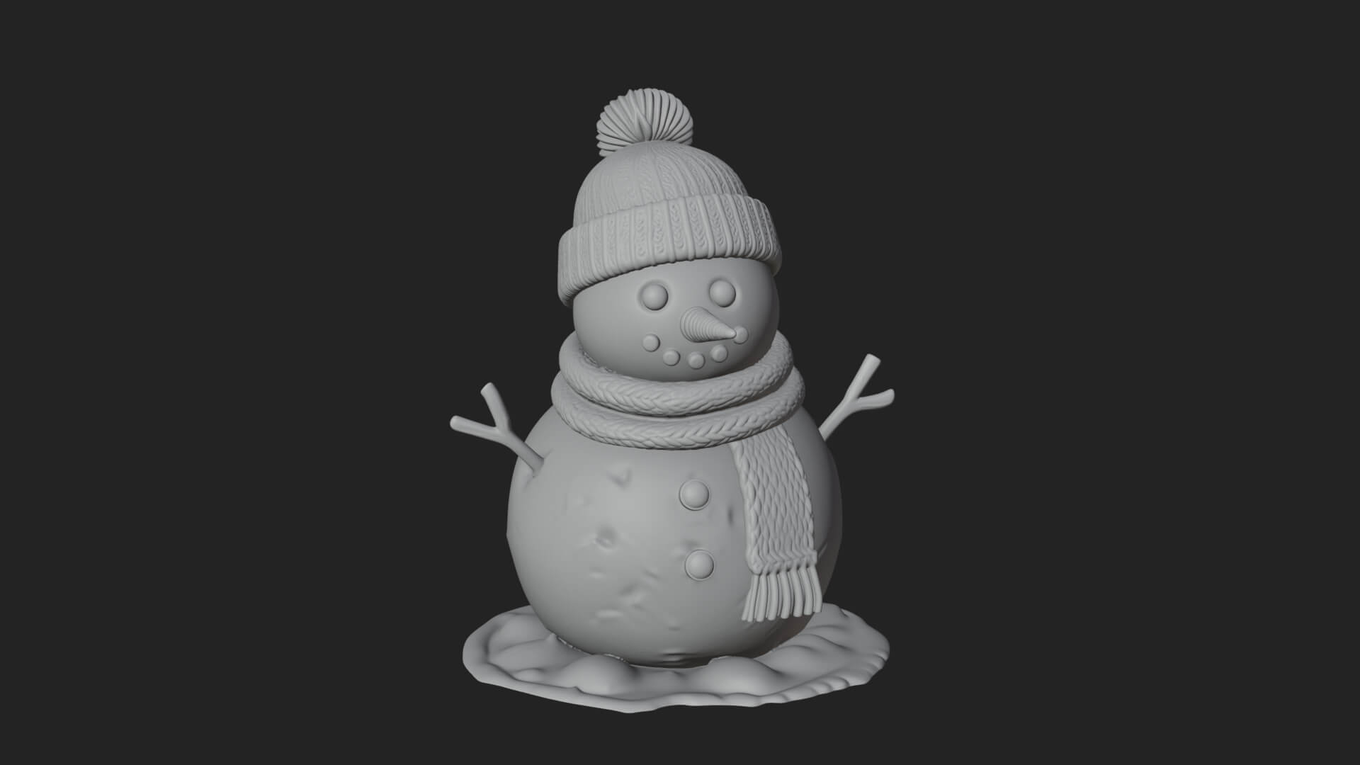 Knit Hat Snowman Statue Design 3 3D Print Model 3D Model