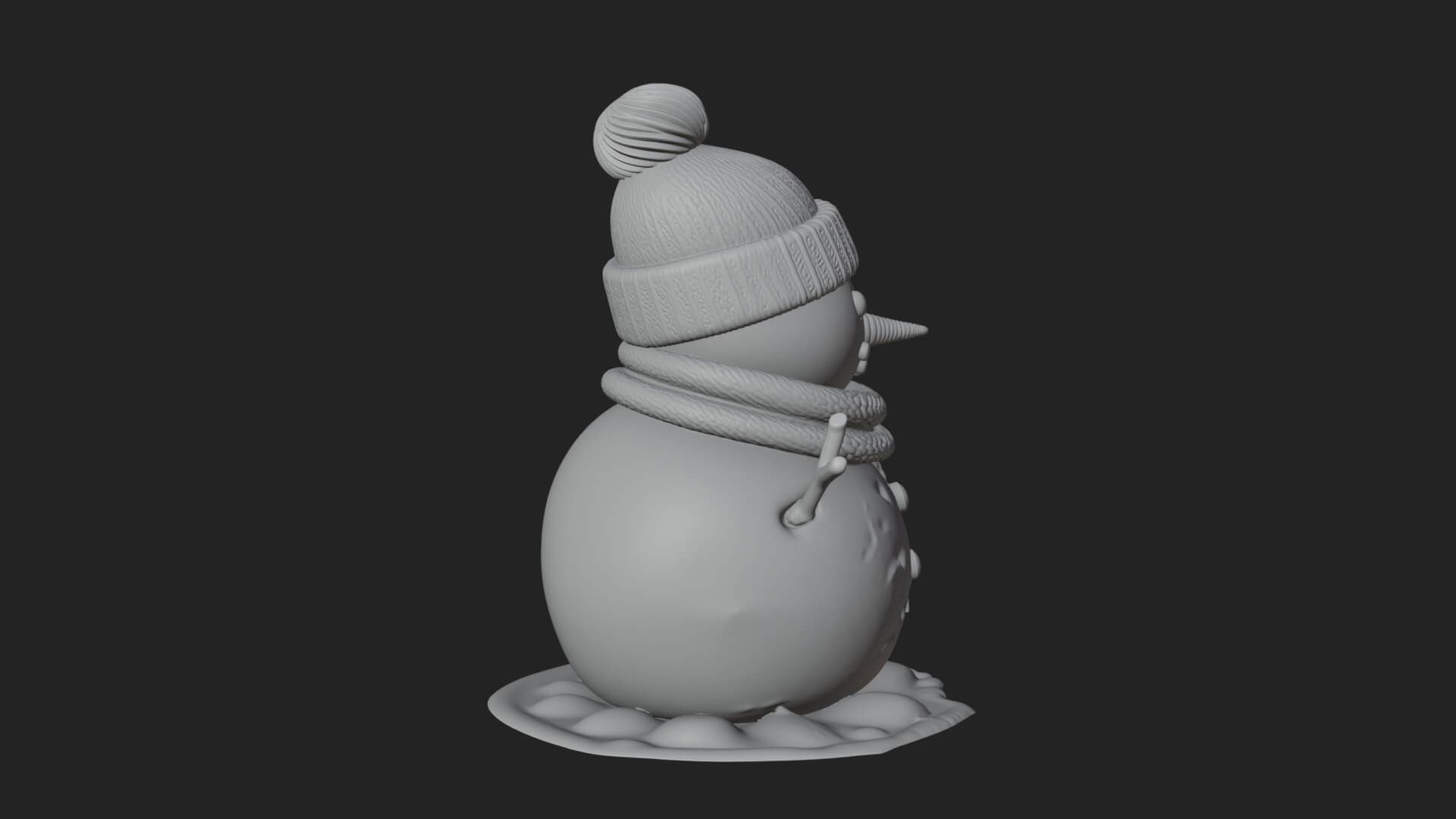 Knit Hat Snowman Statue Design 3 3D Print Model 3D Model