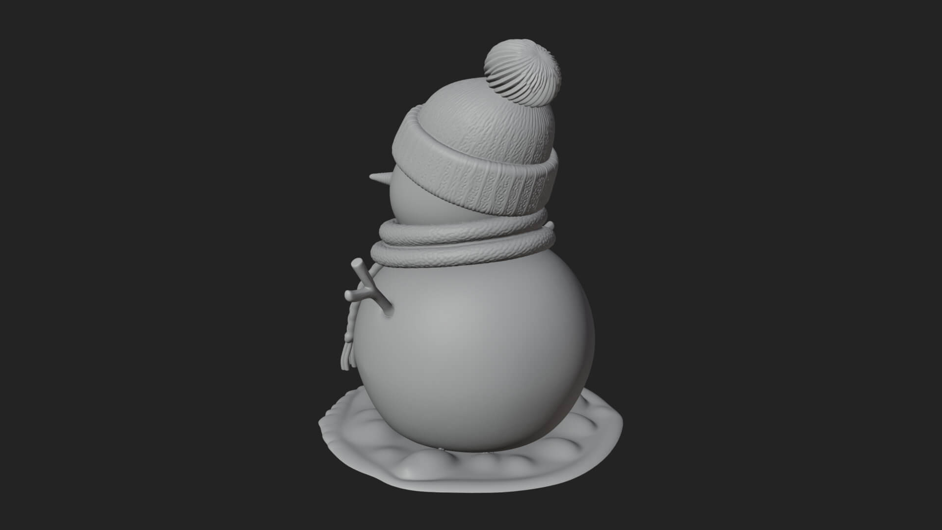 Knit Hat Snowman Statue Design 3 3D Print Model 3D Model