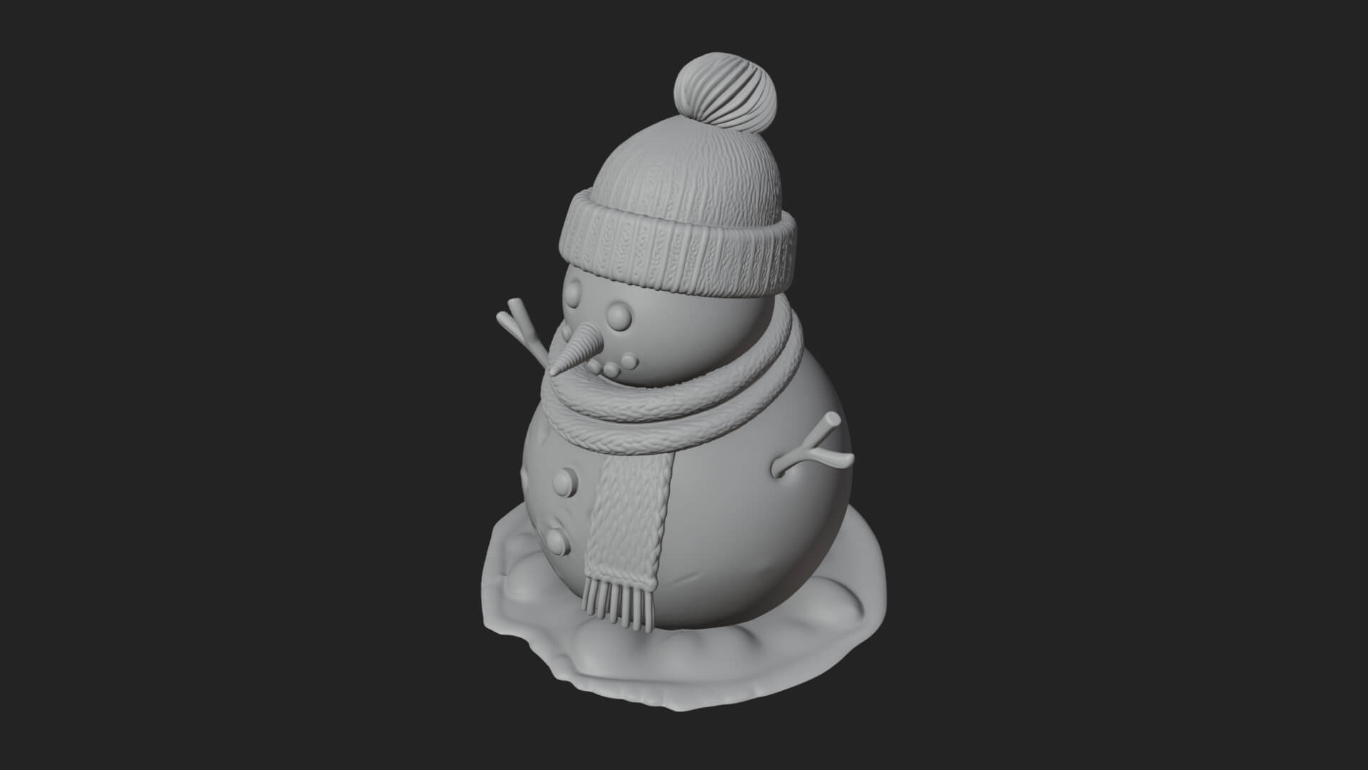 Knit Hat Snowman Statue Design 3 3D Print Model 3D Model