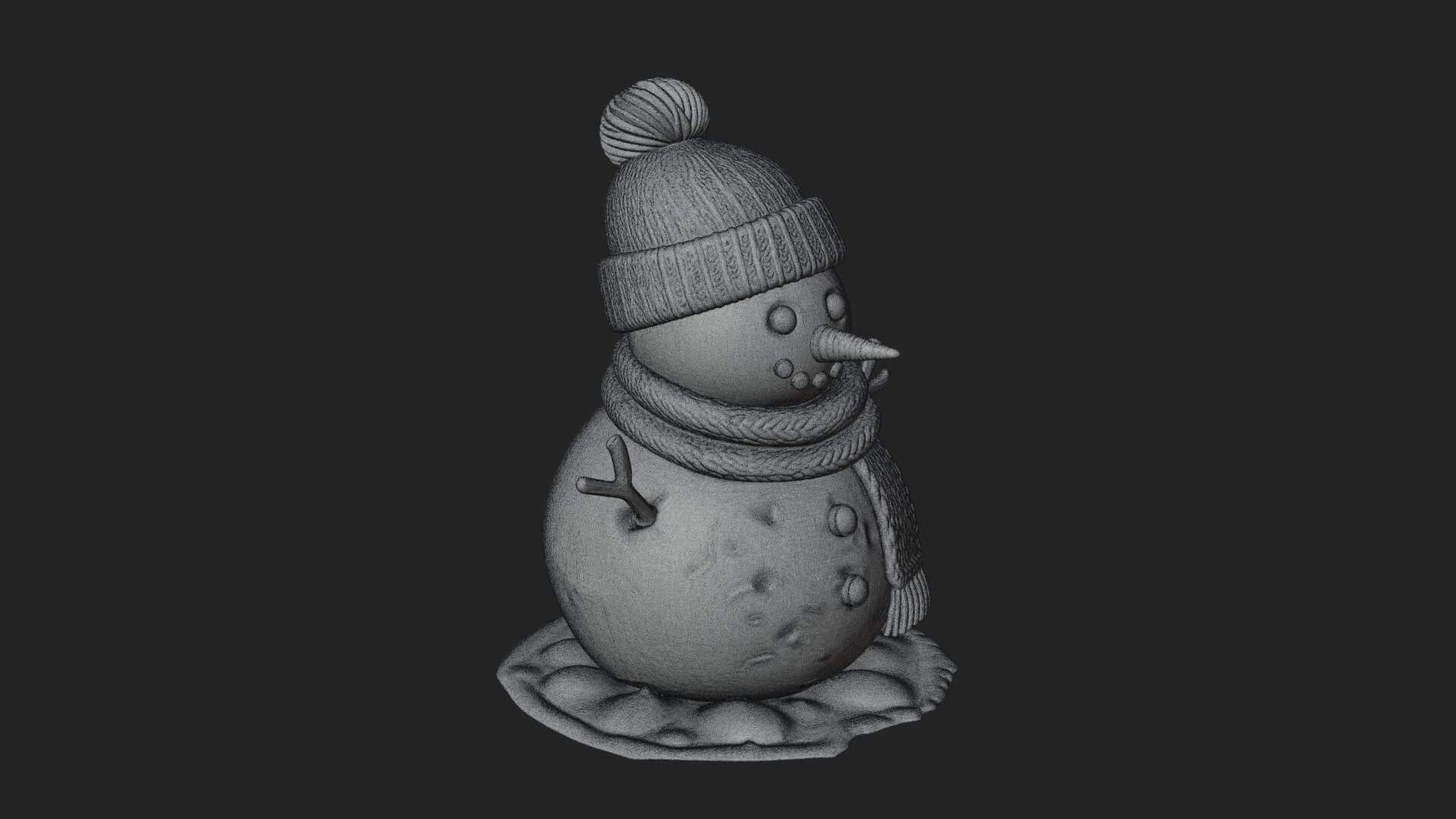 Knit Hat Snowman Statue Design 3 3D Print Model 3D Model