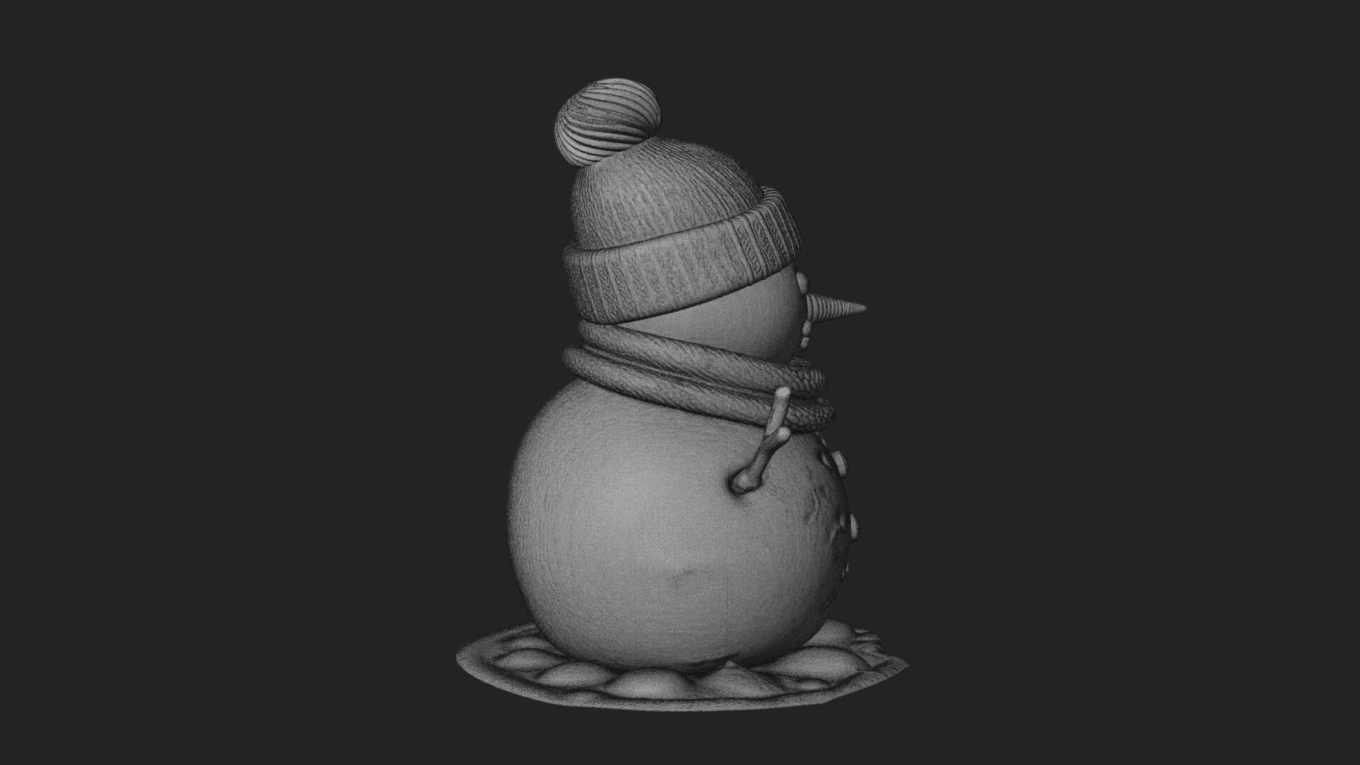 Knit Hat Snowman Statue Design 3 3D Print Model 3D Model