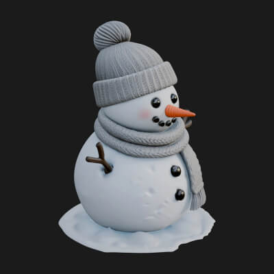 Knit Hat Snowman Statue Design 3 3D Print Model