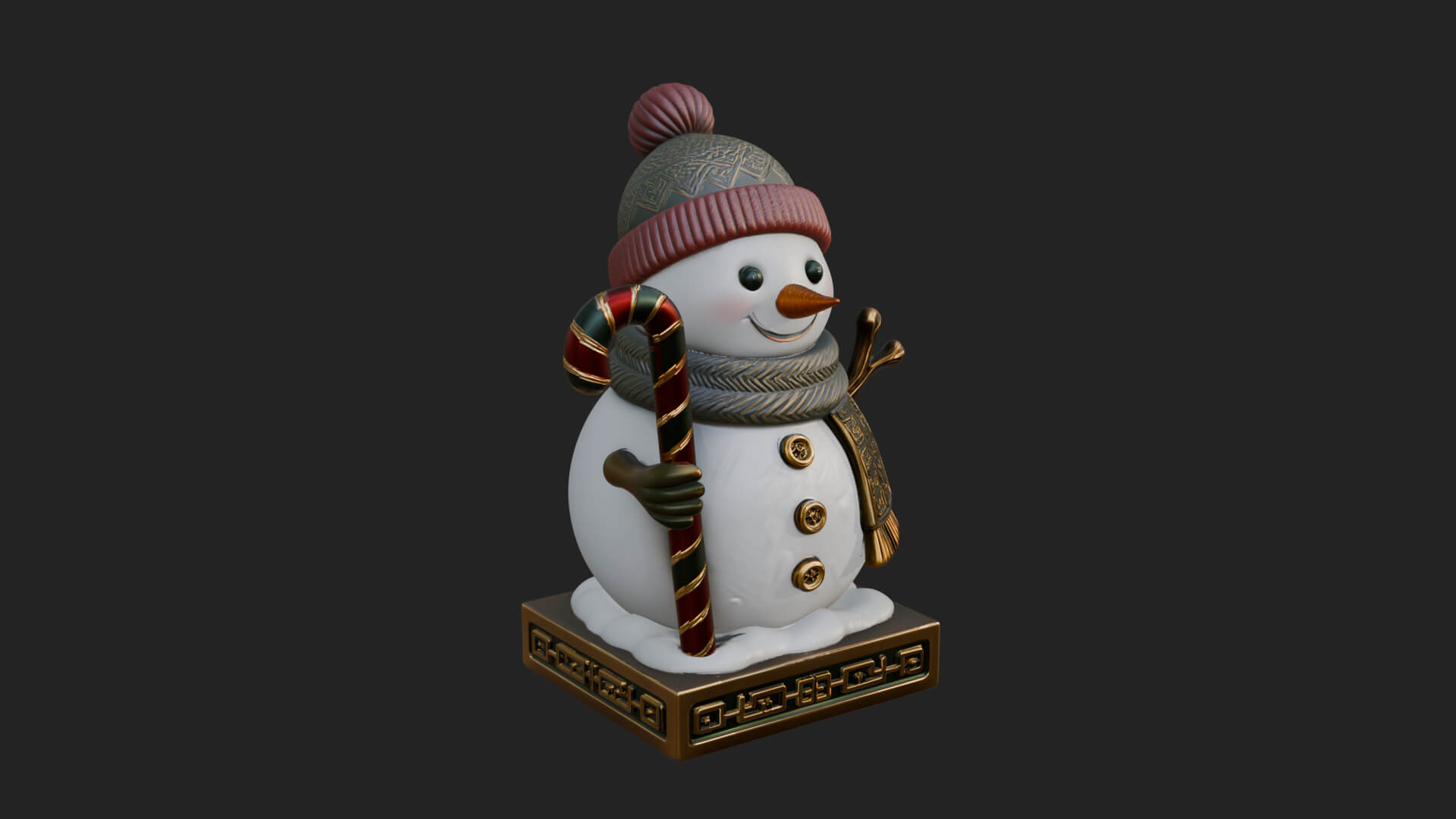 Knit Hat Snowman Statue Design 30 3D Print Model 3D Model