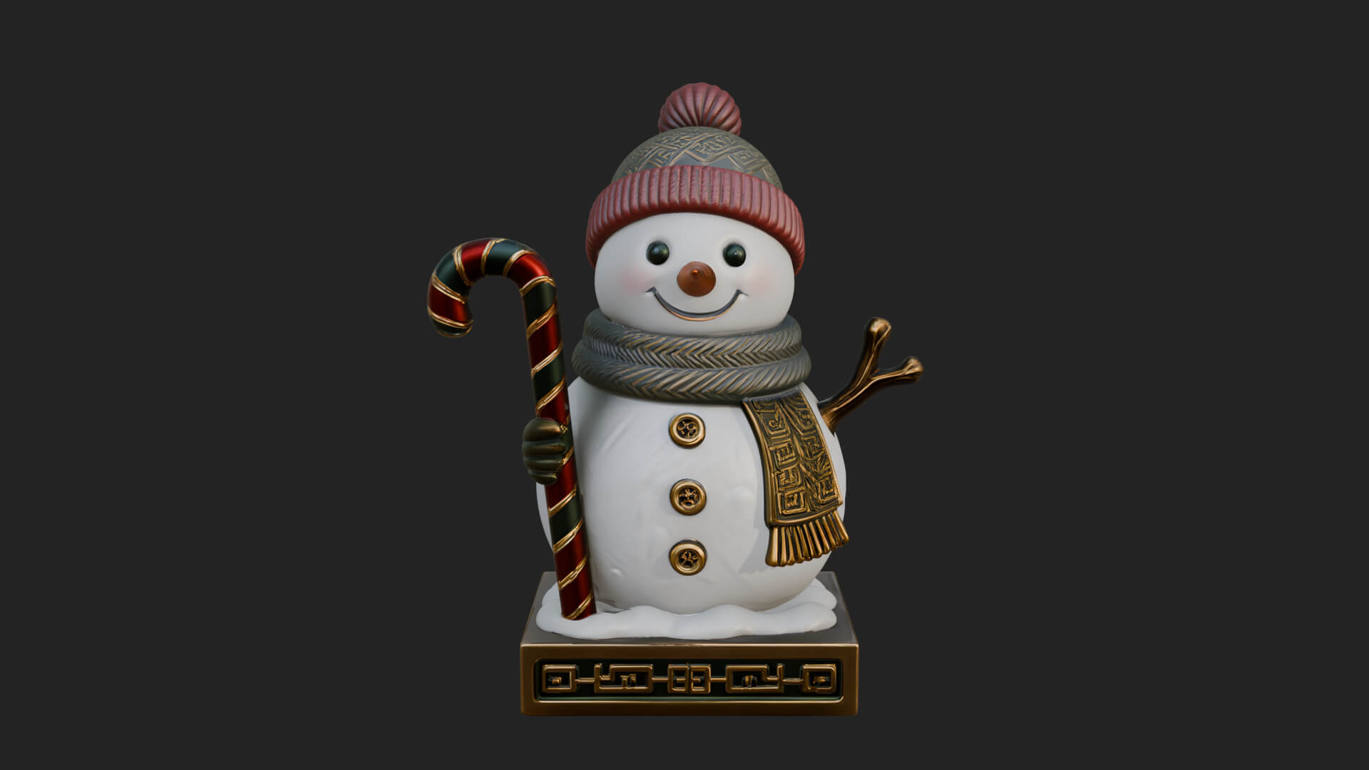 Knit Hat Snowman Statue Design 30 3D Print Model 3D Model