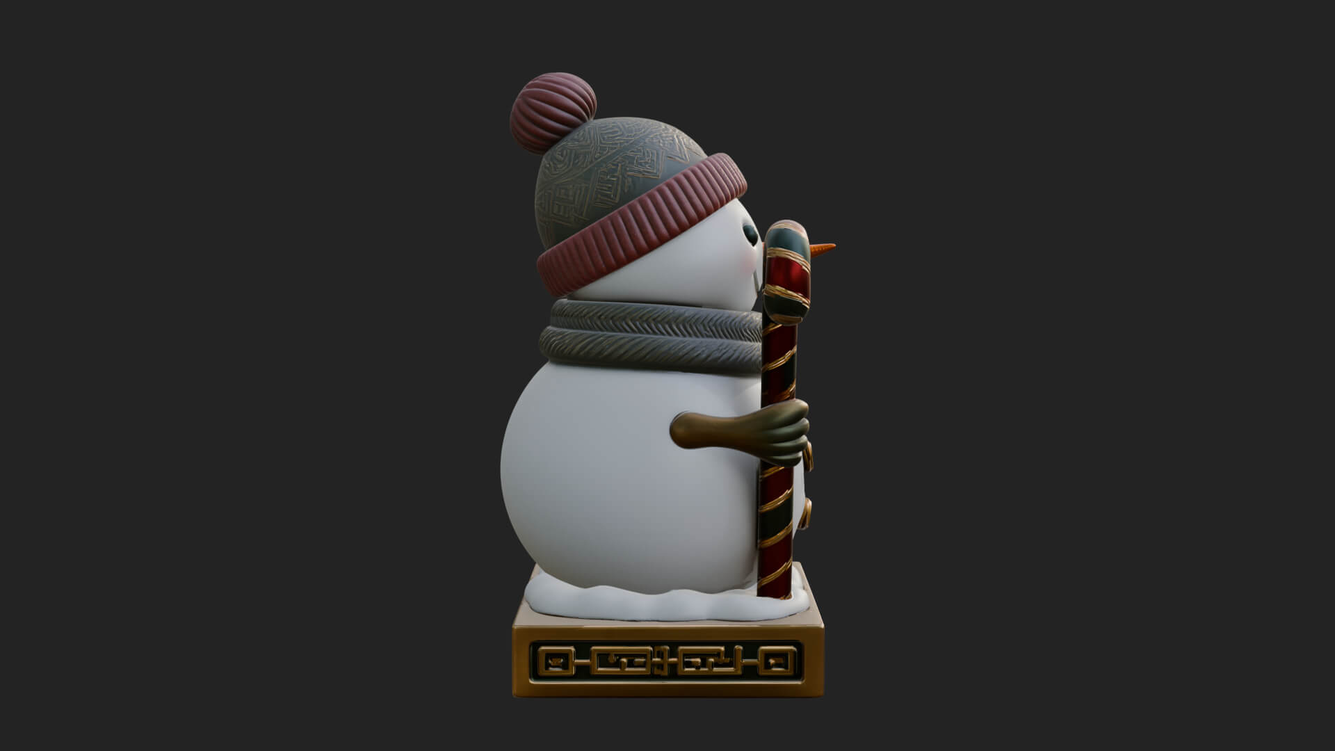 Knit Hat Snowman Statue Design 30 3D Print Model 3D Model