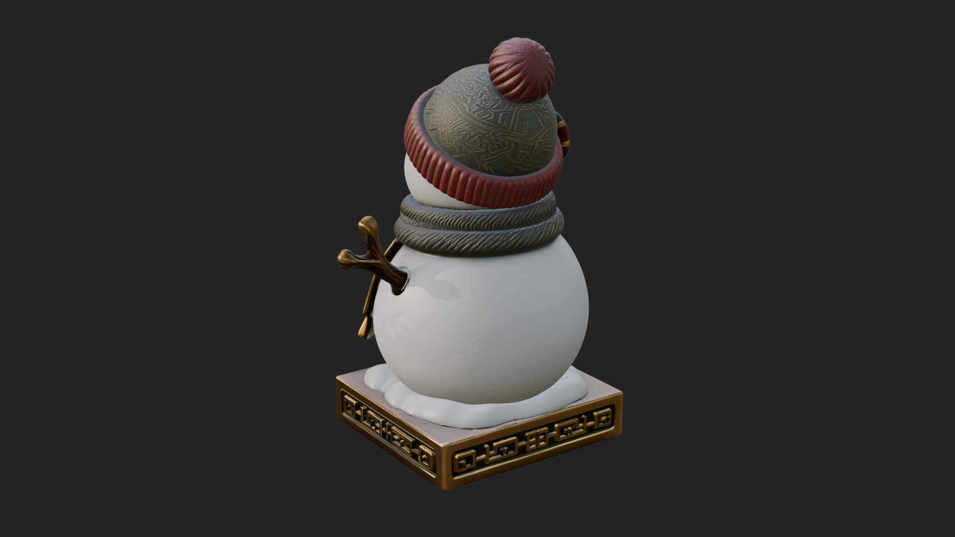 Knit Hat Snowman Statue Design 30 3D Print Model 3D Model