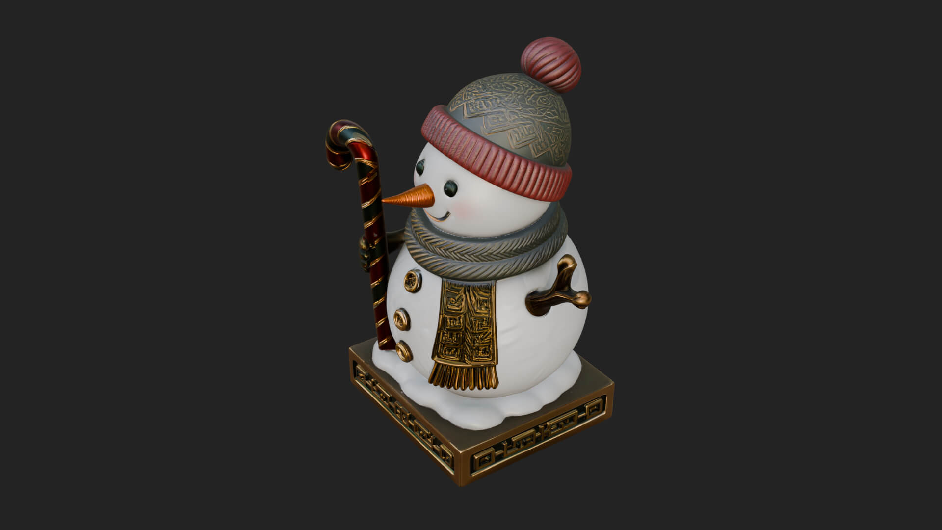 Knit Hat Snowman Statue Design 30 3D Print Model 3D Model