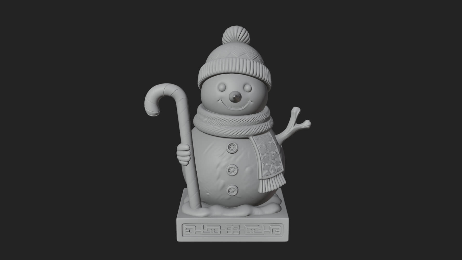 Knit Hat Snowman Statue Design 30 3D Print Model 3D Model