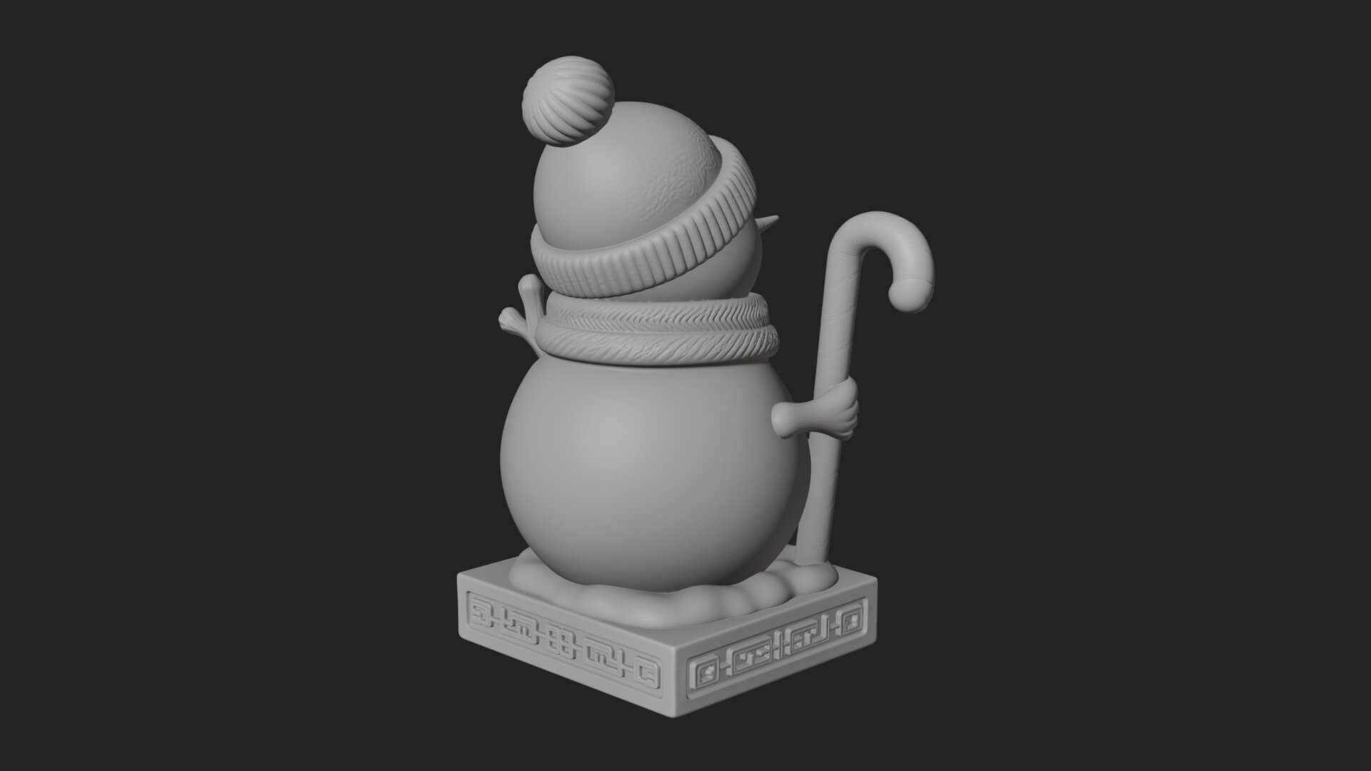 Knit Hat Snowman Statue Design 30 3D Print Model 3D Model