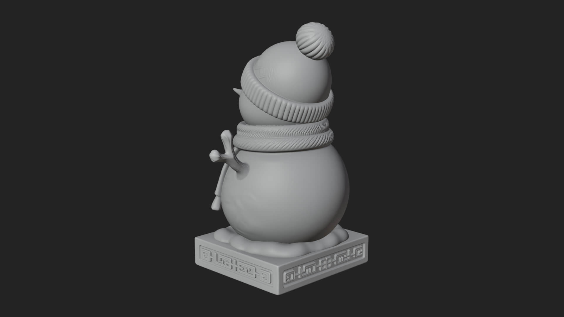 Knit Hat Snowman Statue Design 30 3D Print Model 3D Model