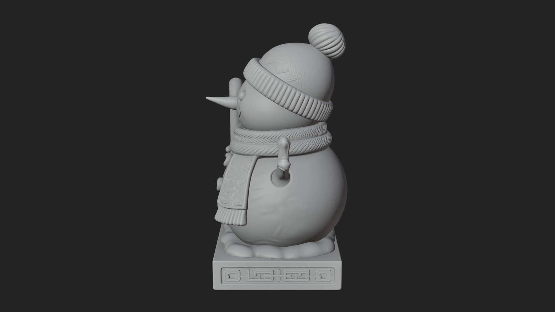 Knit Hat Snowman Statue Design 30 3D Print Model 3D Model