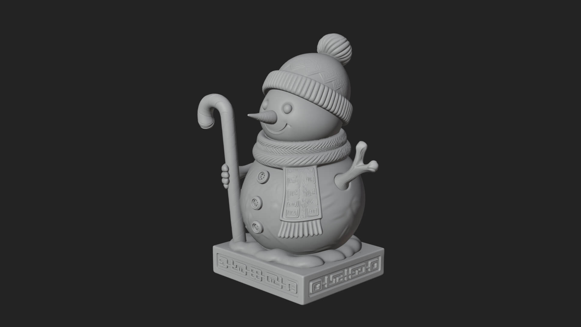 Knit Hat Snowman Statue Design 30 3D Print Model 3D Model