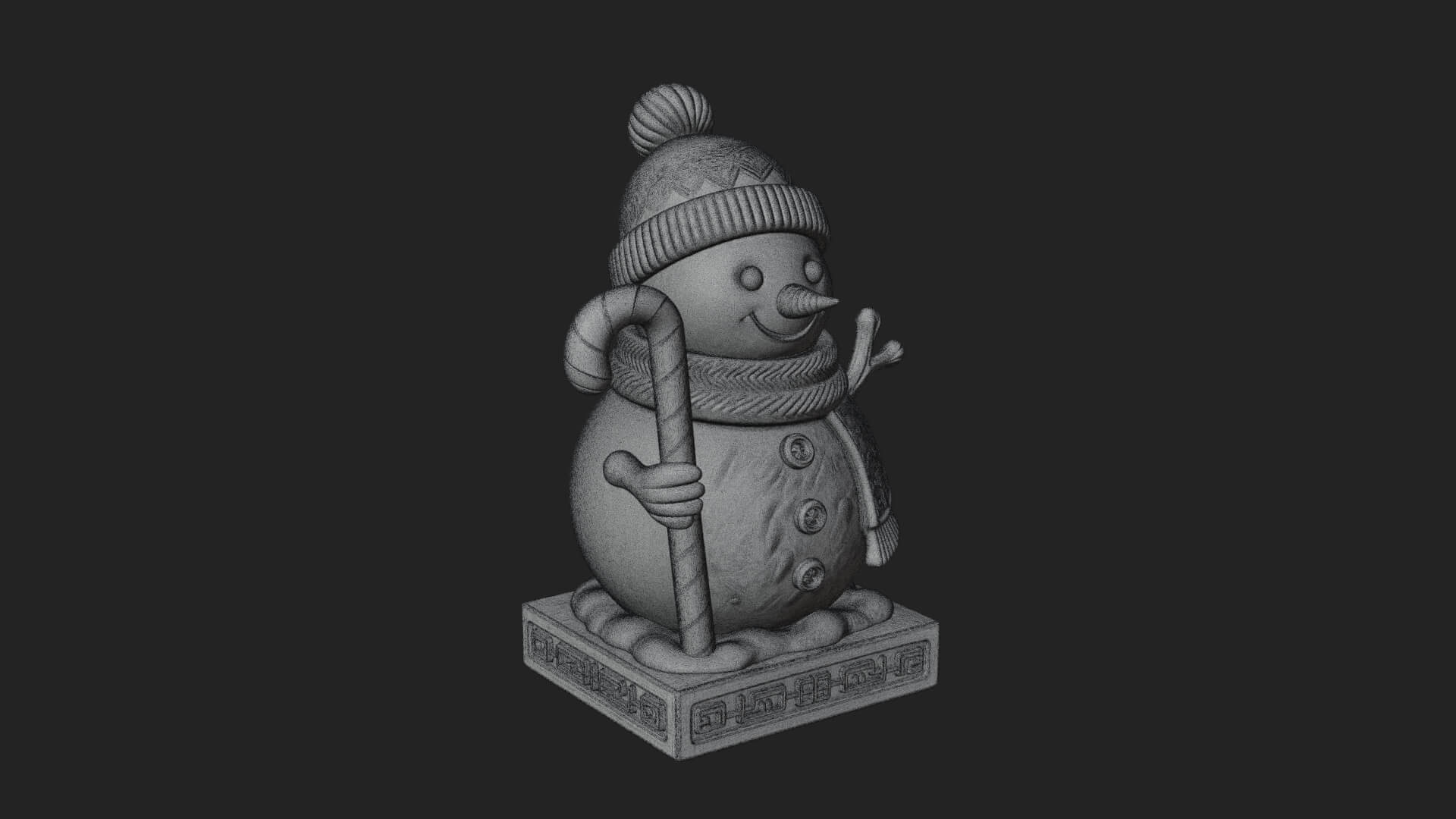 Knit Hat Snowman Statue Design 30 3D Print Model 3D Model