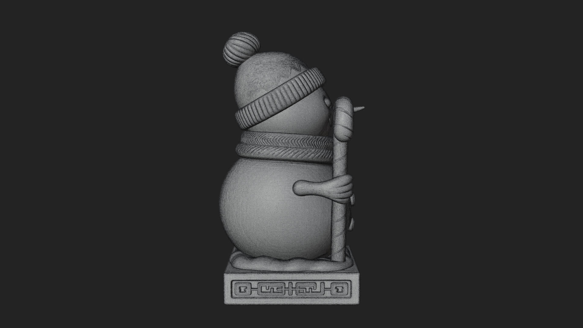 Knit Hat Snowman Statue Design 30 3D Print Model 3D Model