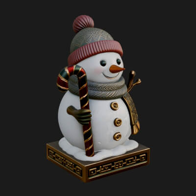 Knit Hat Snowman Statue Design 30 3D Print Model