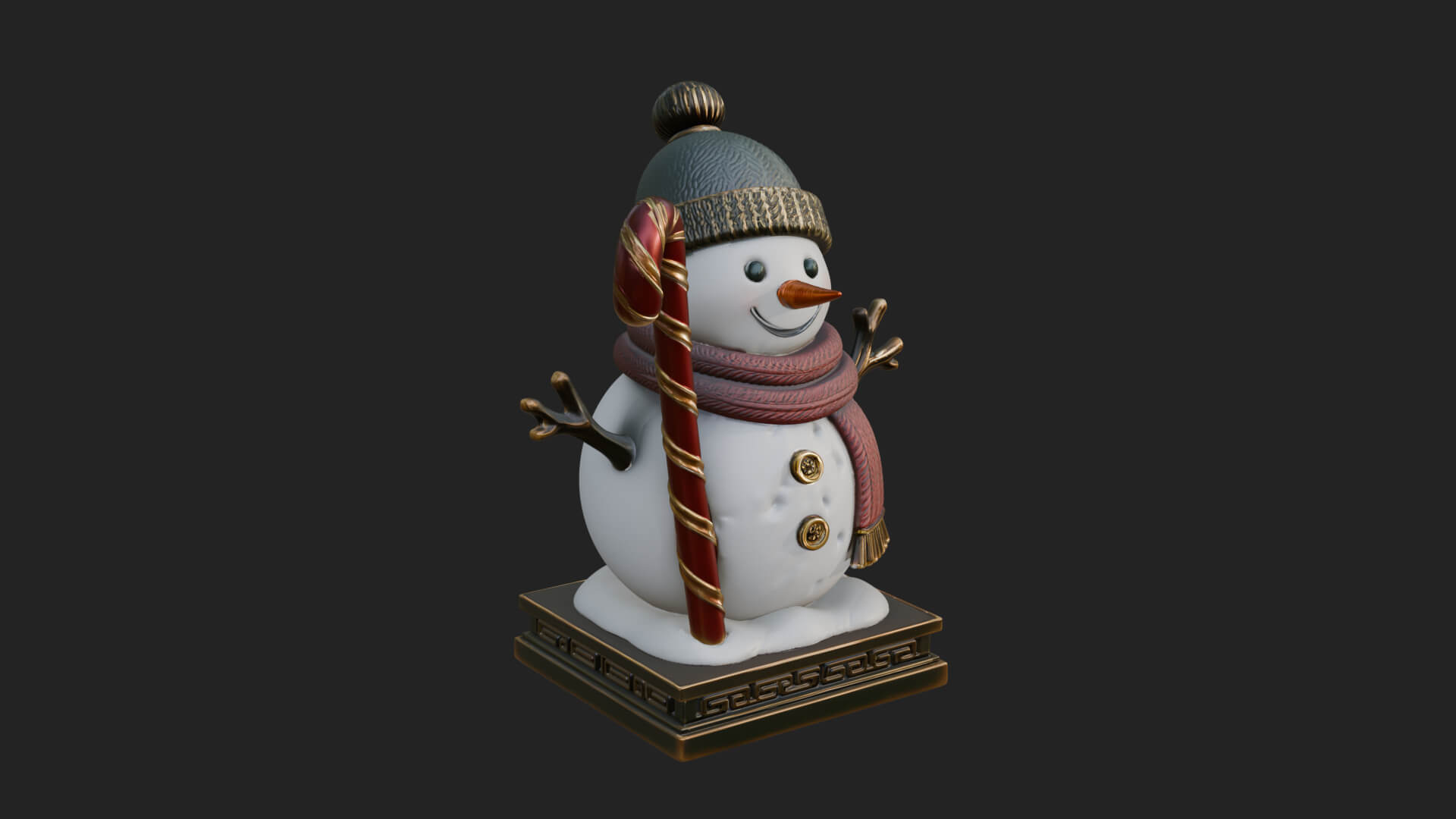 Knit Hat Snowman Statue Design 31 3D Print Model 3D Model