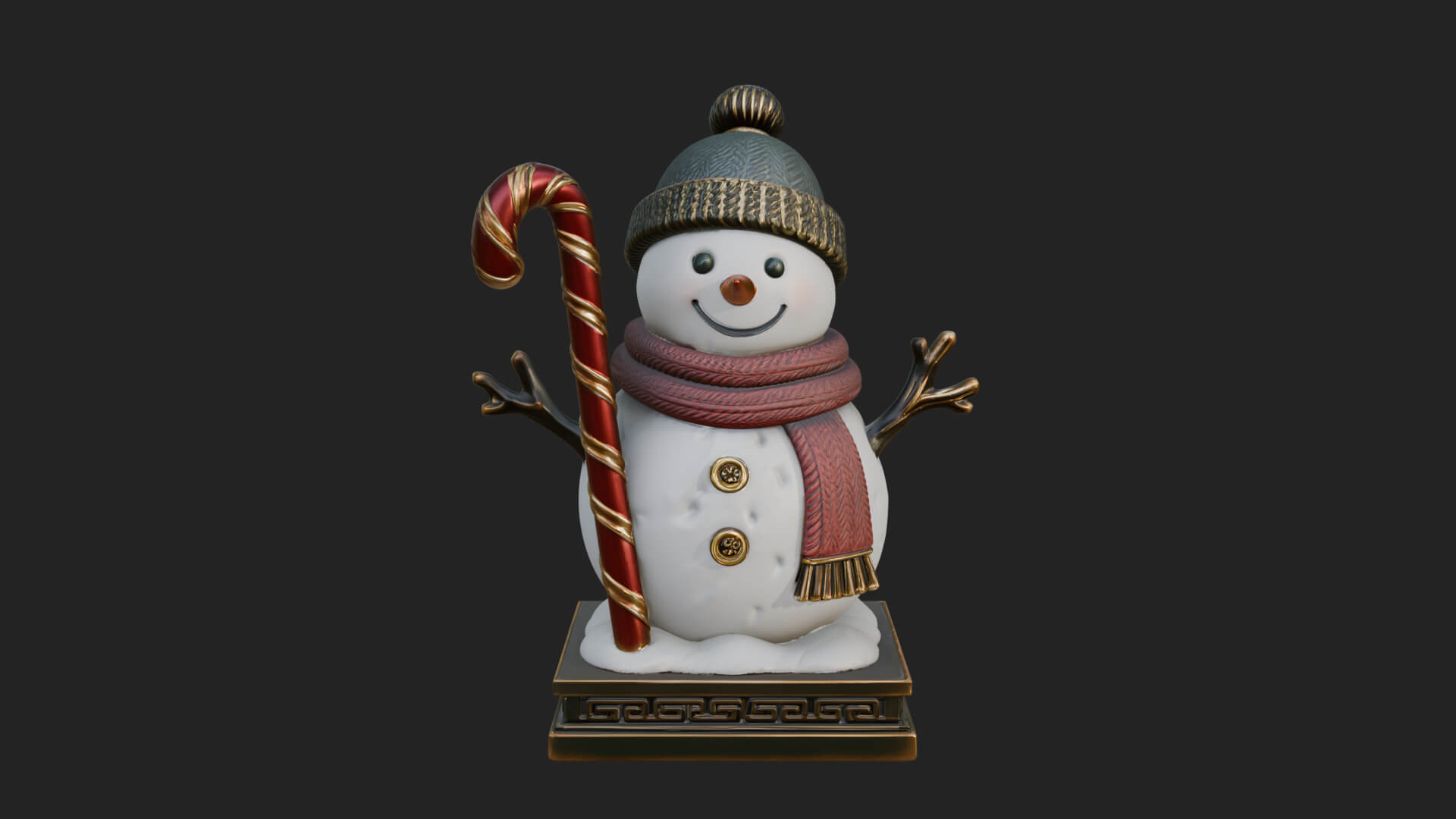 Knit Hat Snowman Statue Design 31 3D Print Model 3D Model