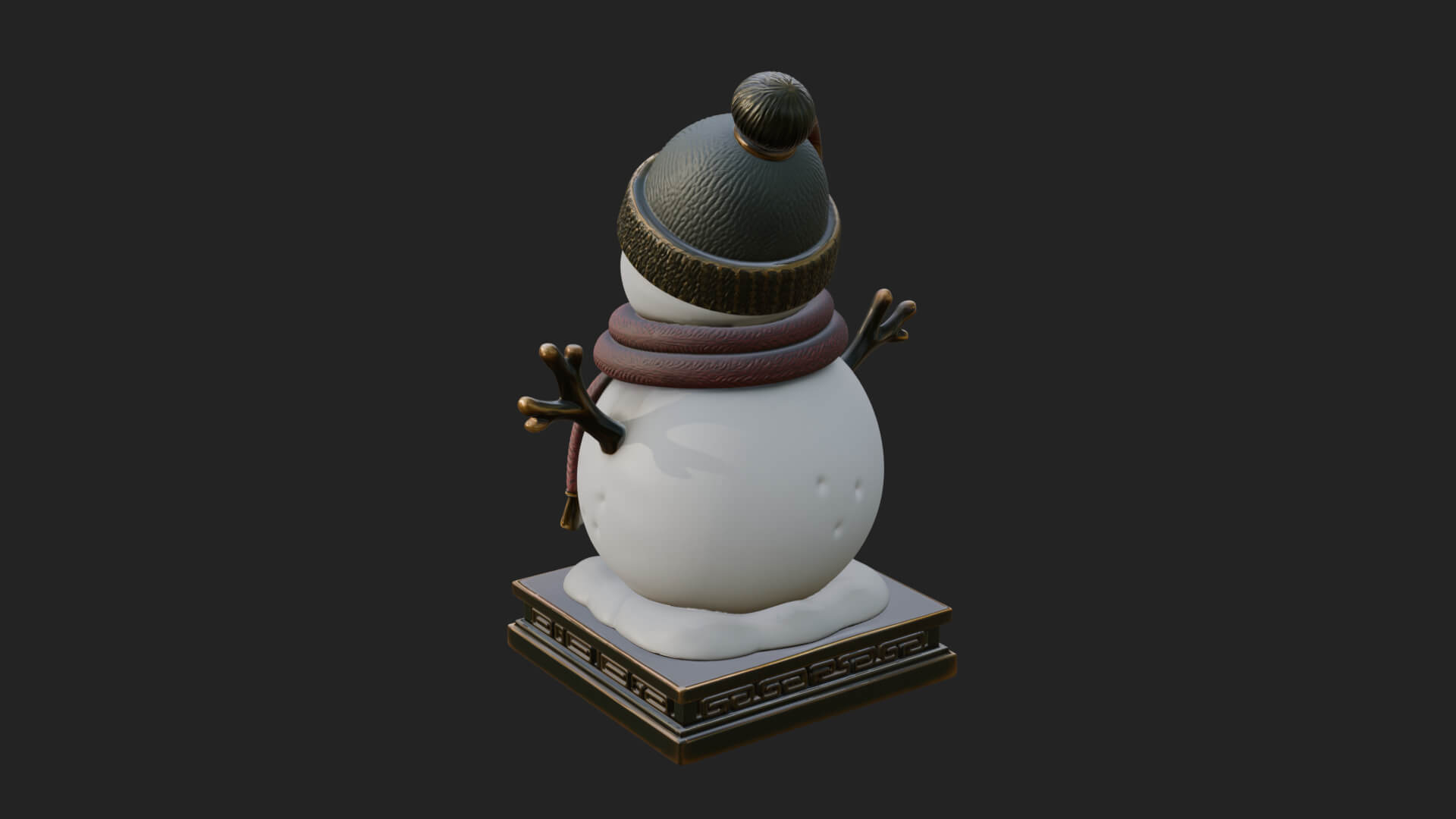Knit Hat Snowman Statue Design 31 3D Print Model 3D Model