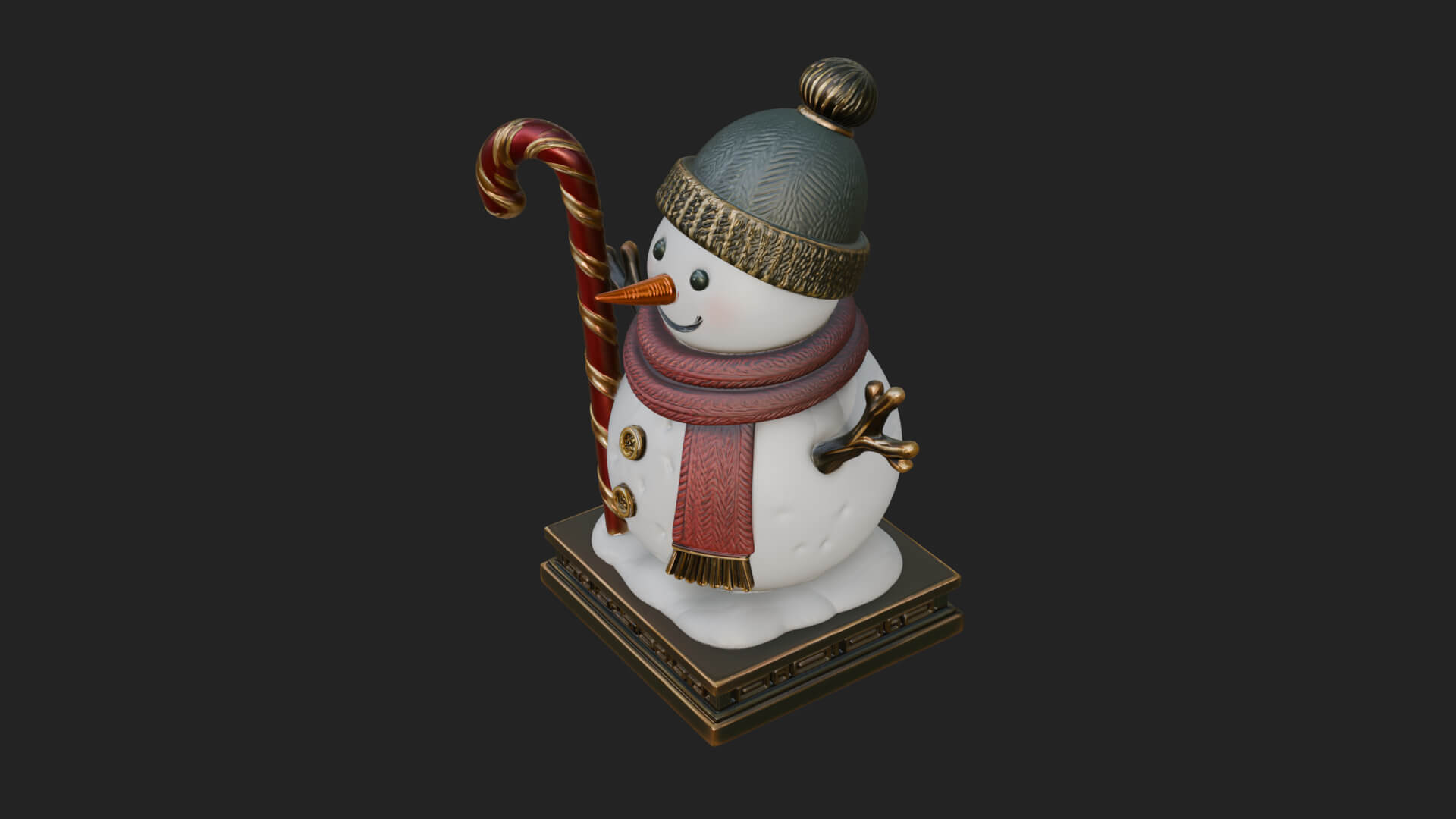 Knit Hat Snowman Statue Design 31 3D Print Model 3D Model