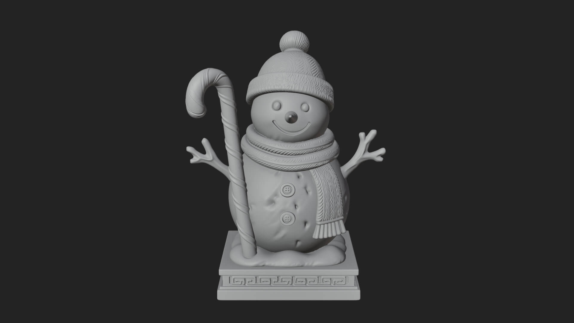Knit Hat Snowman Statue Design 31 3D Print Model 3D Model