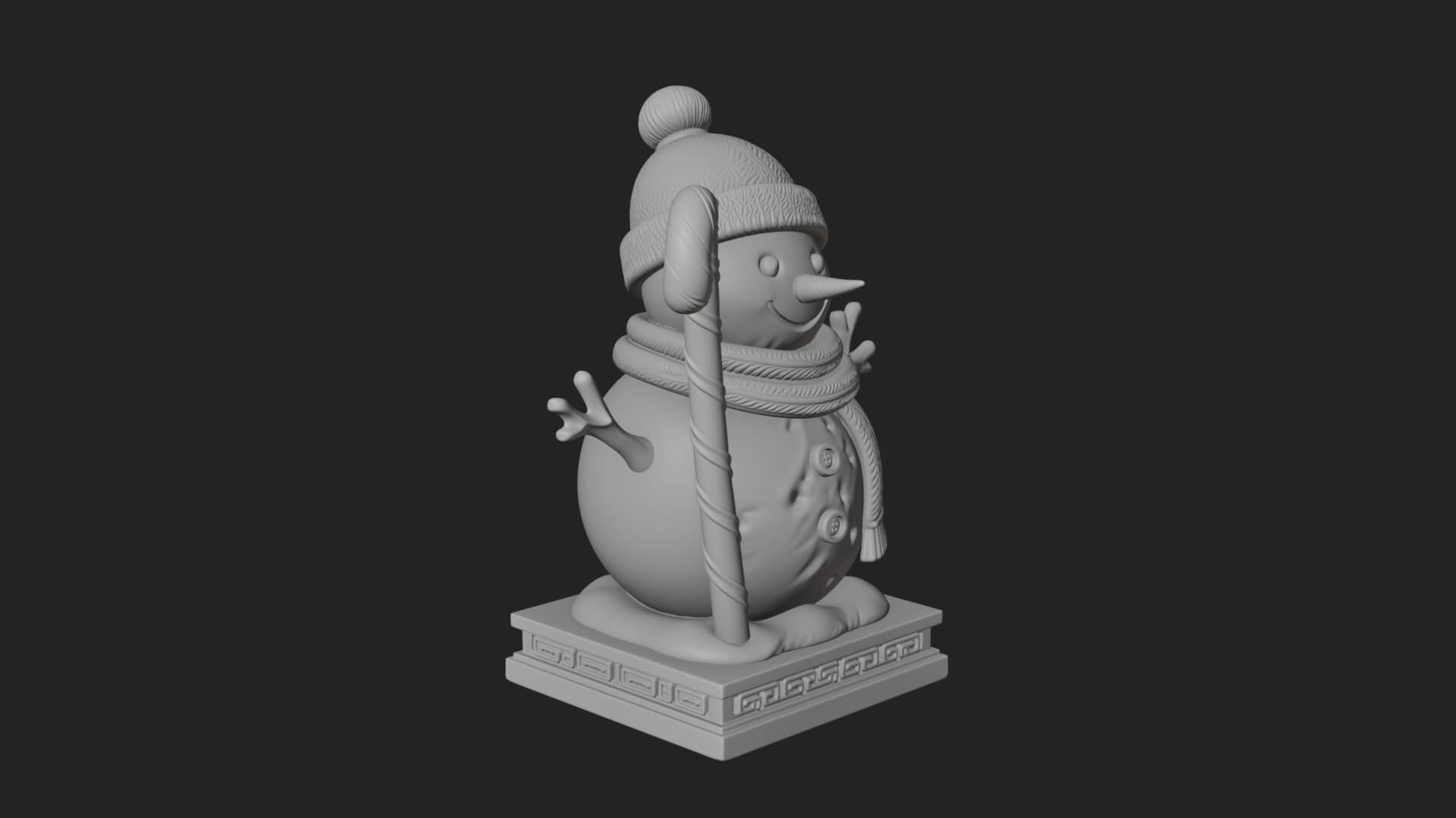 Knit Hat Snowman Statue Design 31 3D Print Model 3D Model