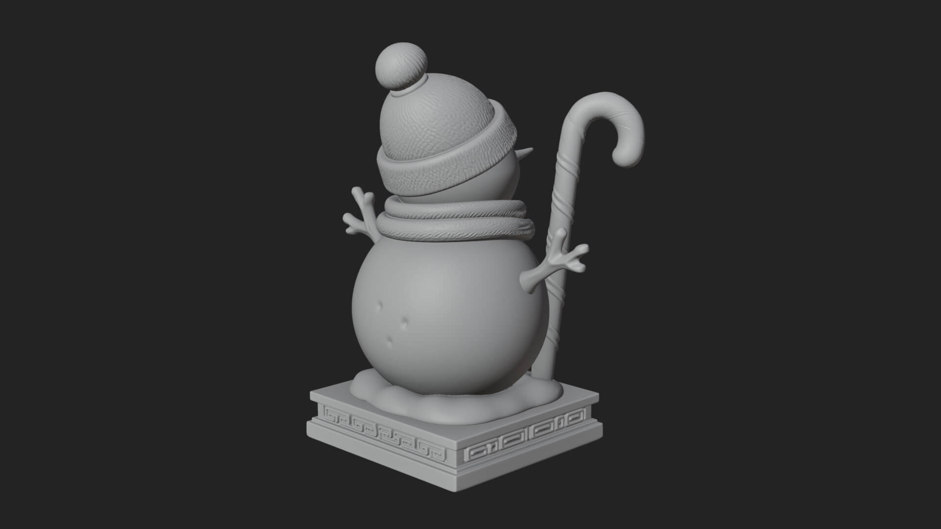 Knit Hat Snowman Statue Design 31 3D Print Model 3D Model
