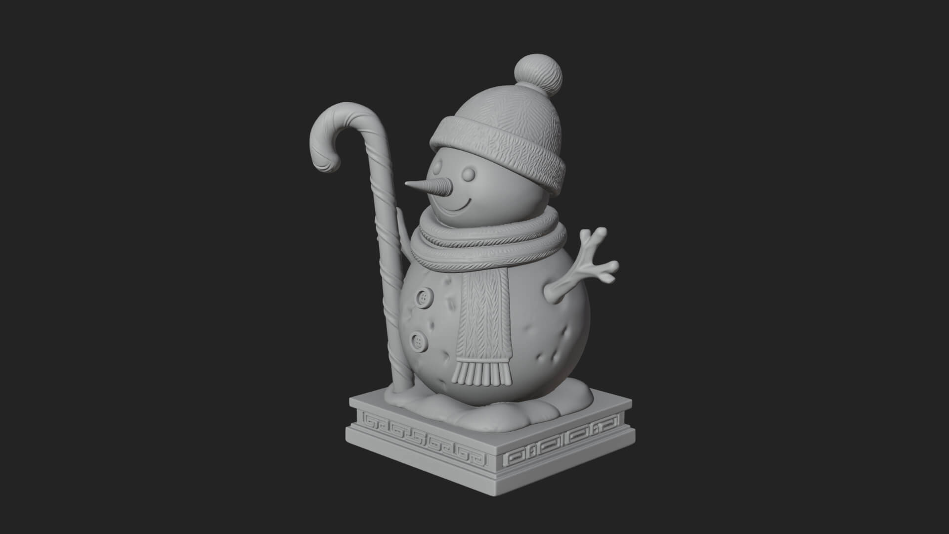 Knit Hat Snowman Statue Design 31 3D Print Model 3D Model