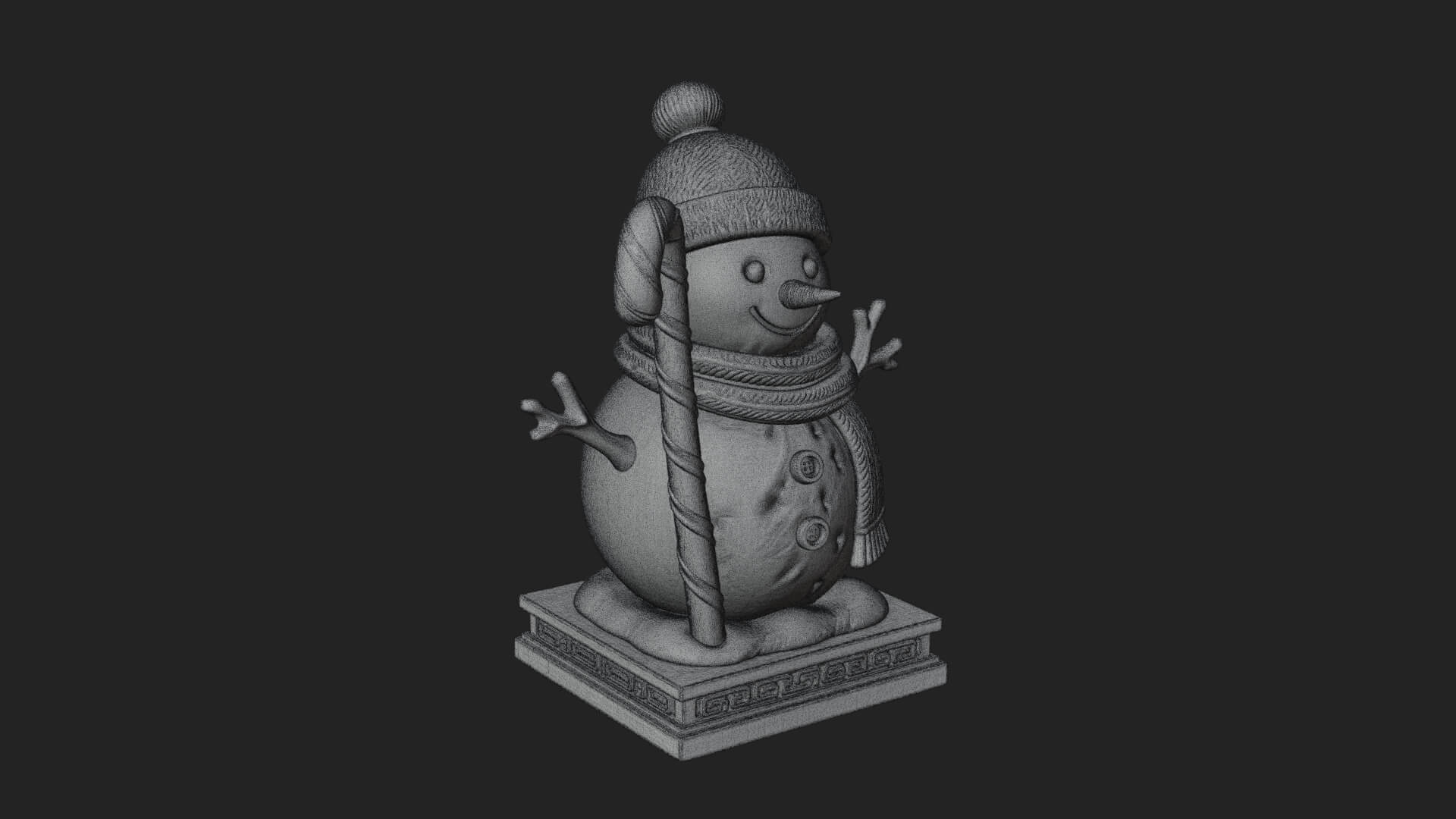 Knit Hat Snowman Statue Design 31 3D Print Model 3D Model