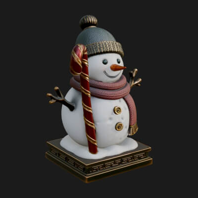 Knit Hat Snowman Statue Design 31 3D Print Model