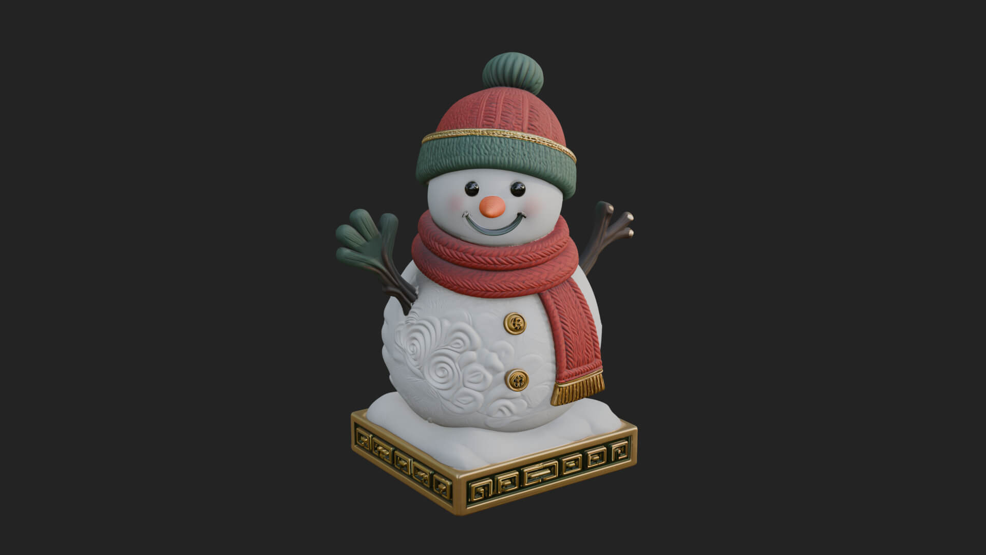 Knit Hat Snowman Statue Design 32 3D Print Model 3D Model