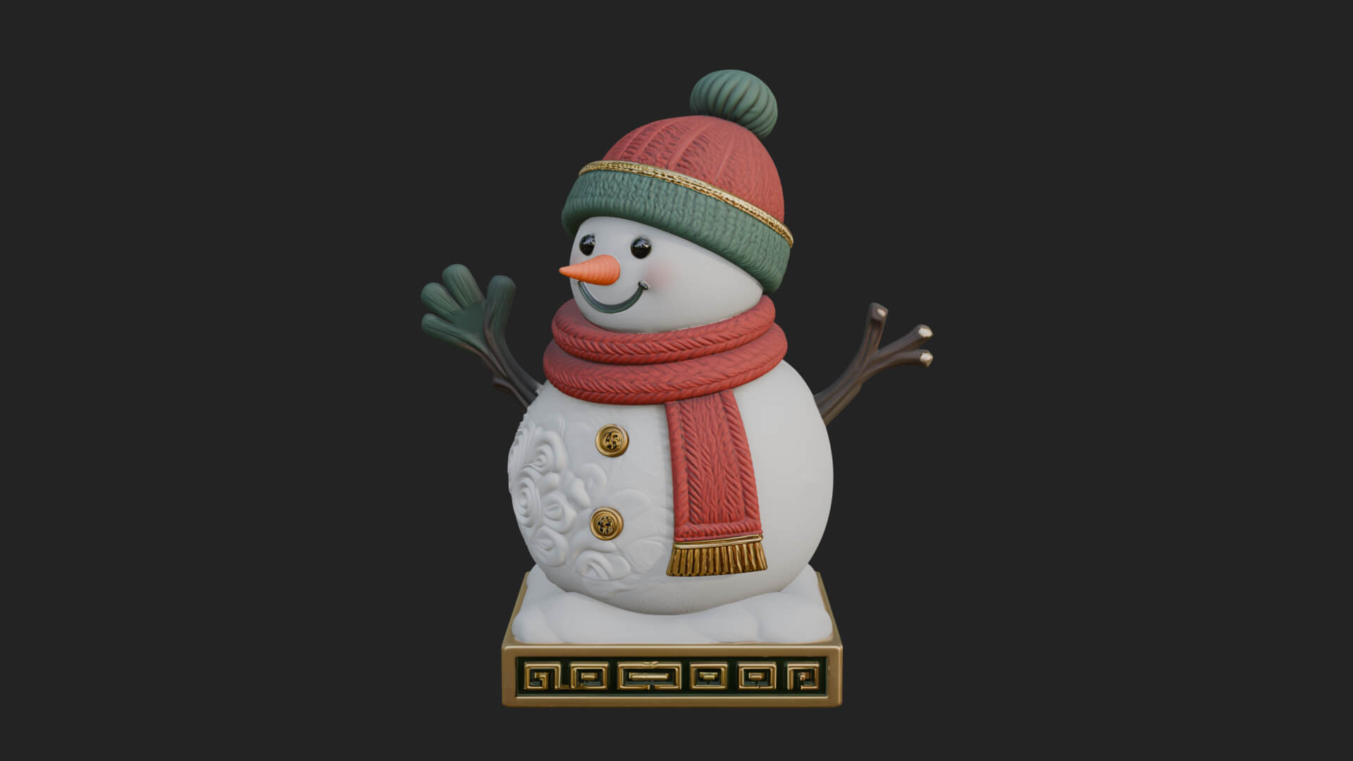 Knit Hat Snowman Statue Design 32 3D Print Model 3D Model