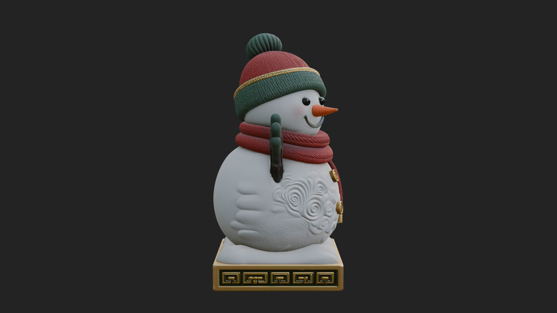 Knit Hat Snowman Statue Design 32 3D Print Model 3D Model